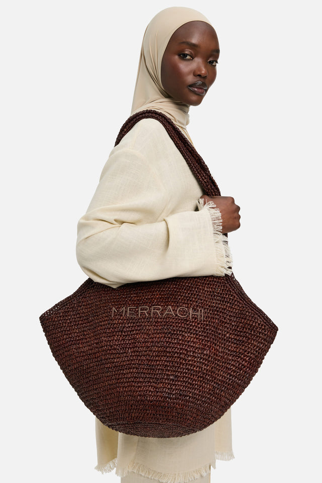 Real Raffia Bag | Dark Terra