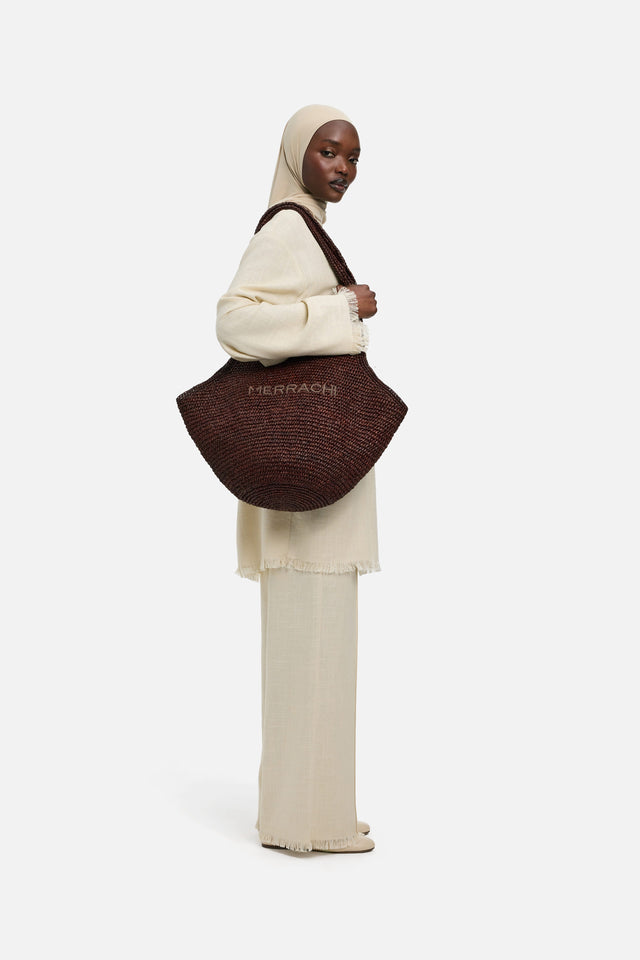 Real Raffia Bag | Dark Terra