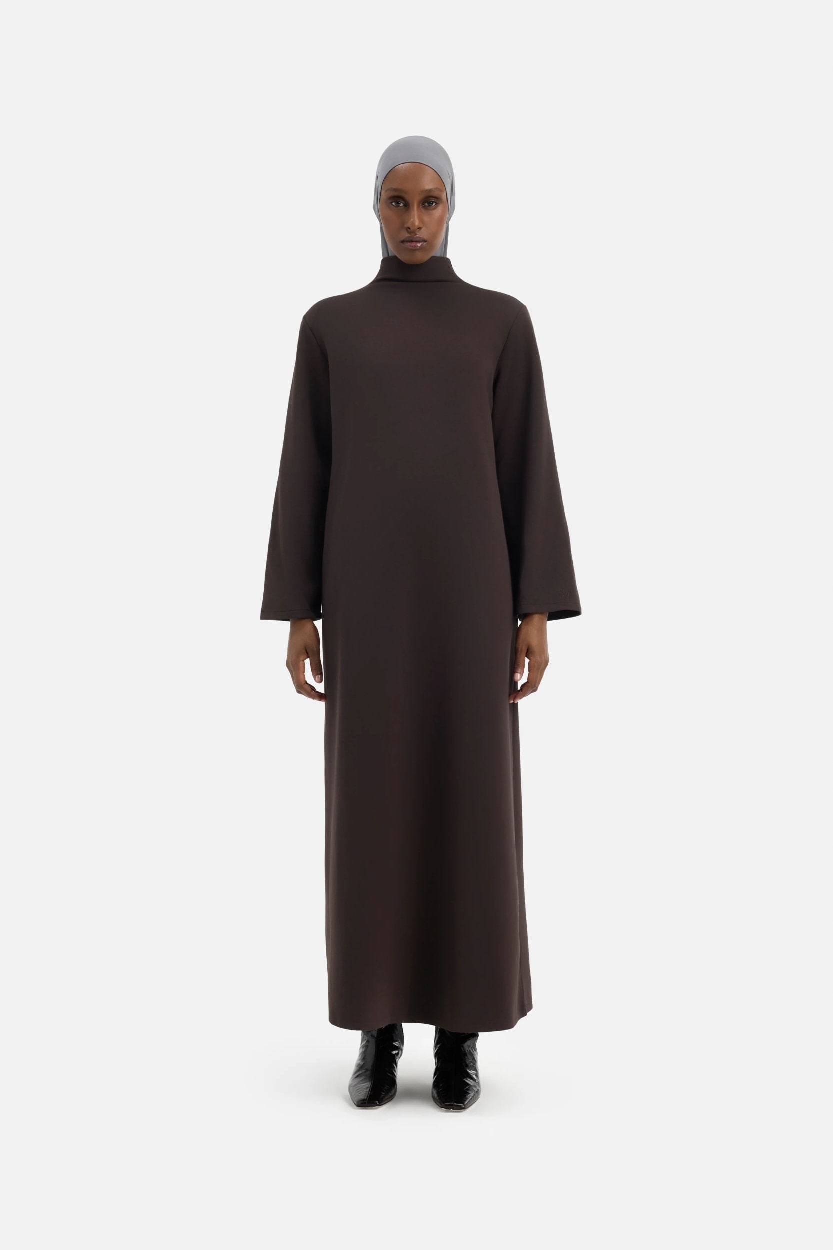Relaxed Cotton Tee Dress | Dark Truffle