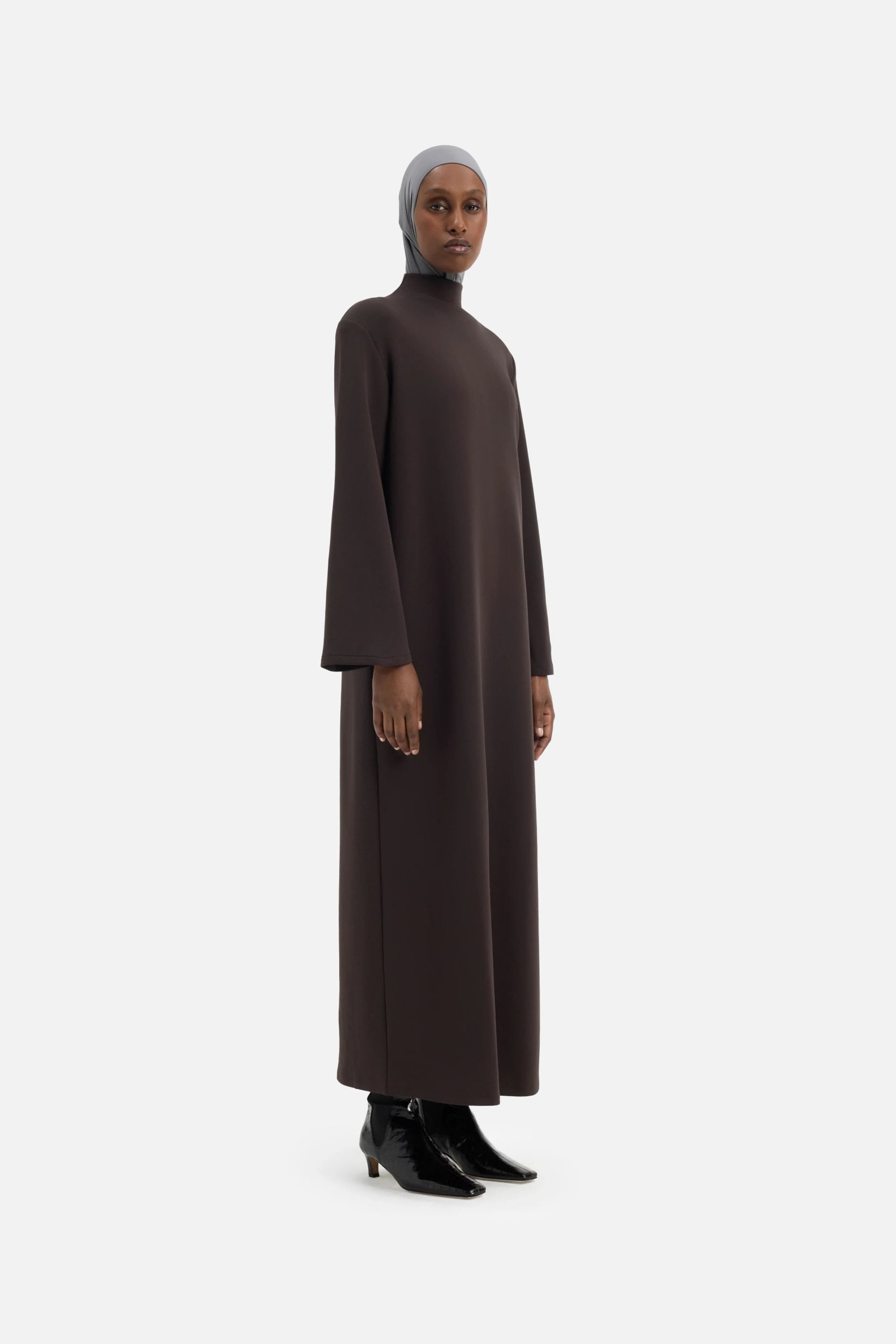 Relaxed Cotton Tee Dress | Dark Truffle