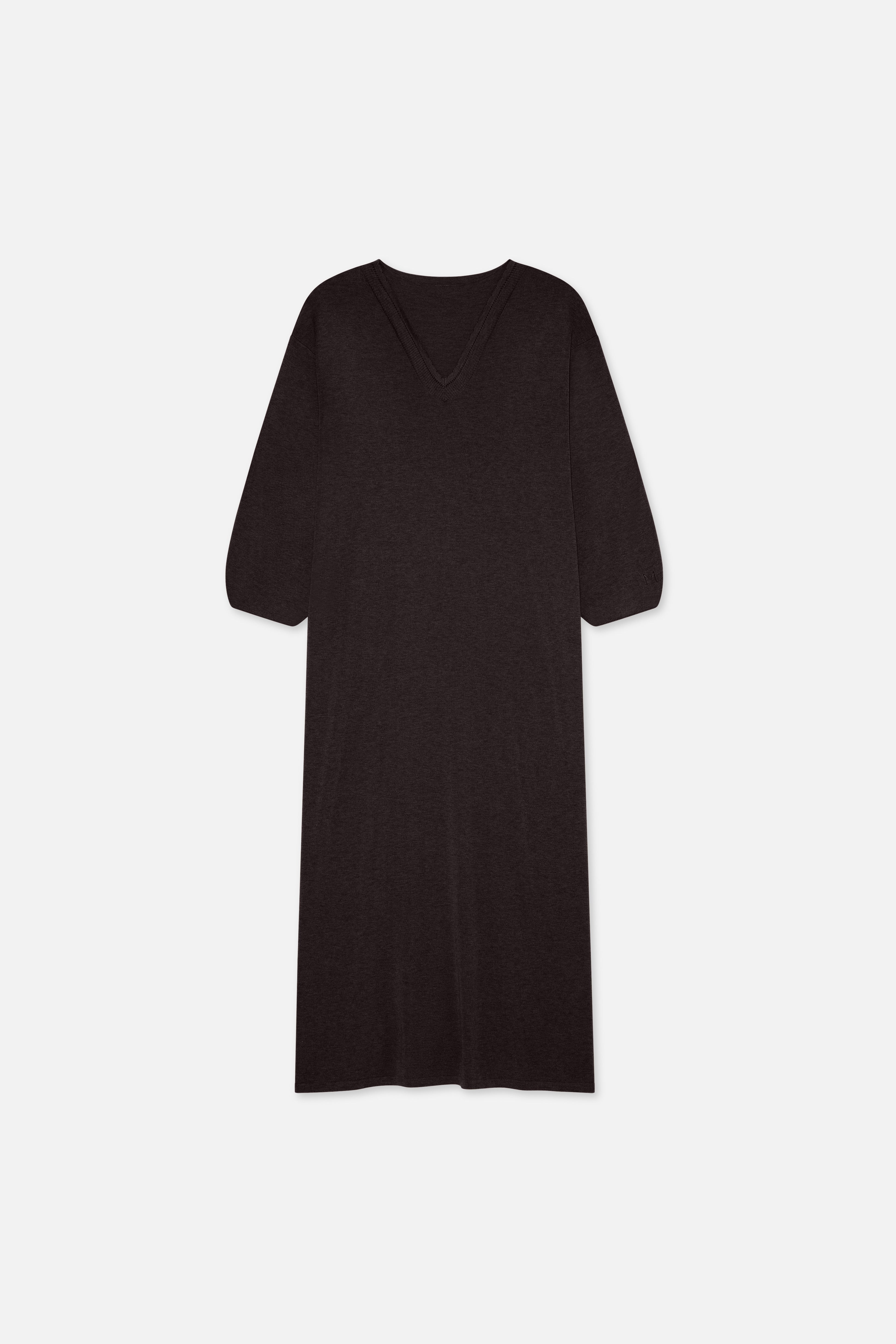 Flat lay front brown knitted dress