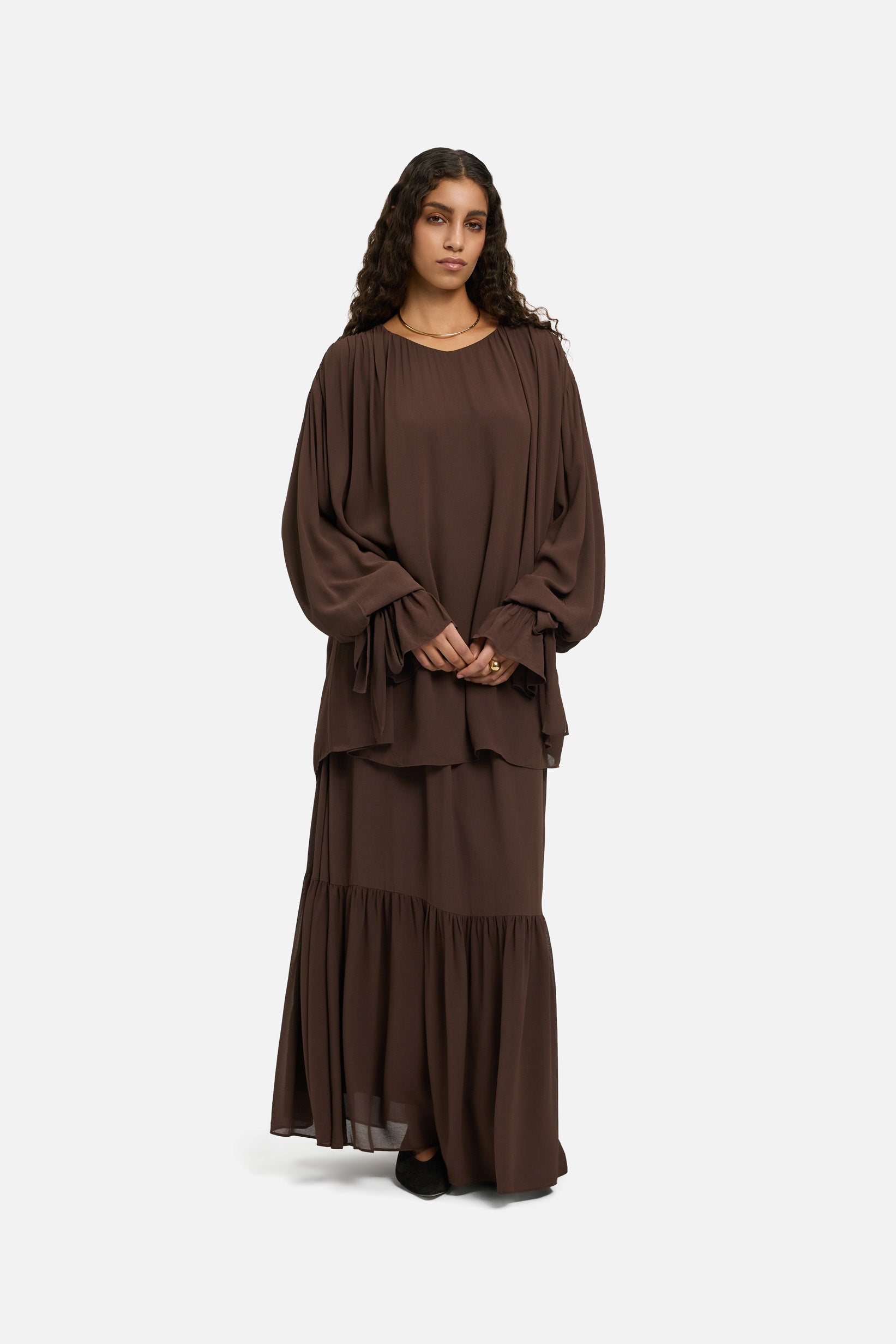 Romantic Ruffle Blouse | Burnt Mocha