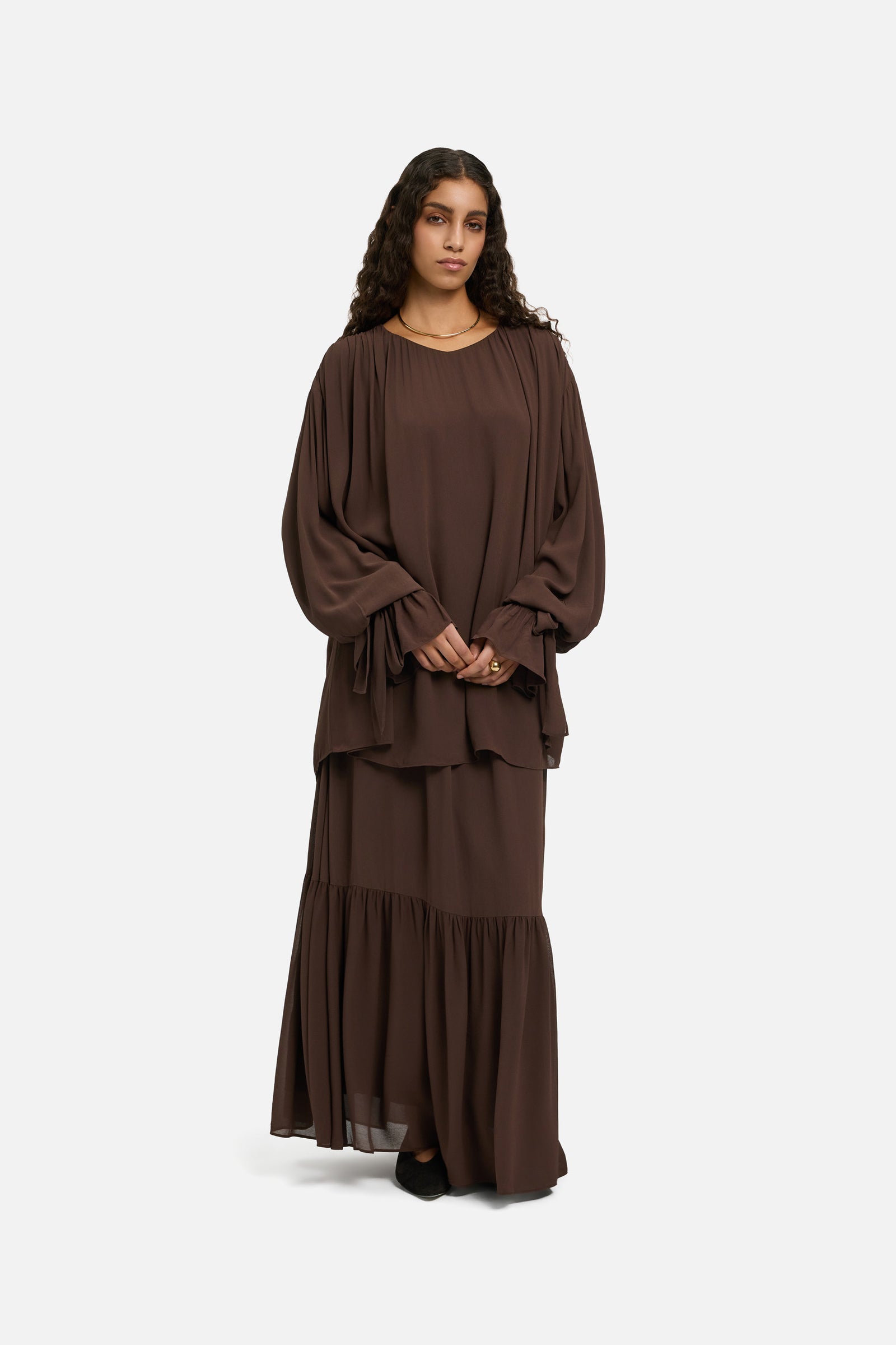 Romantic Ruffle Blouse | Burnt Mocha