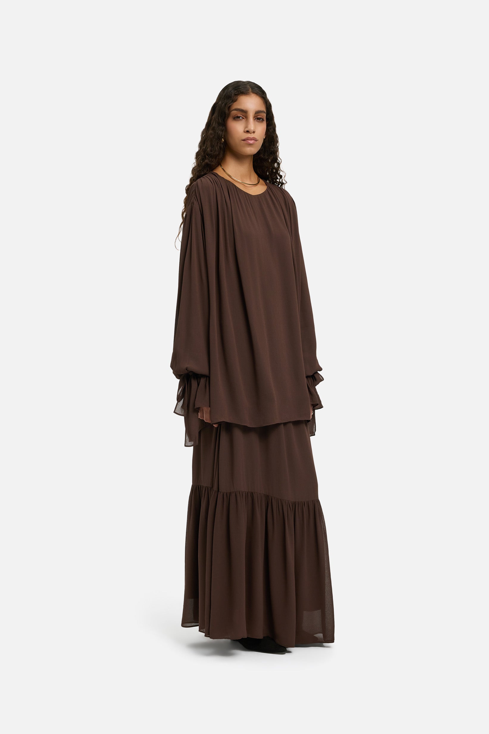 Romantic Ruffle Blouse | Burnt Mocha