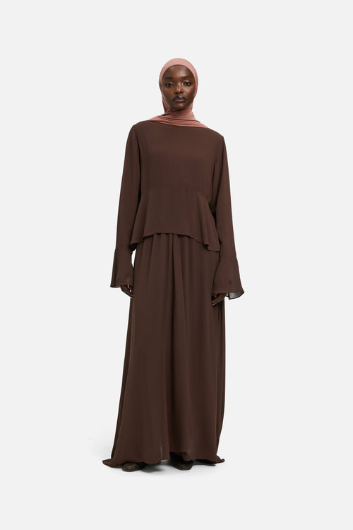 Romantic Ruffle Dress | Burnt Mocha