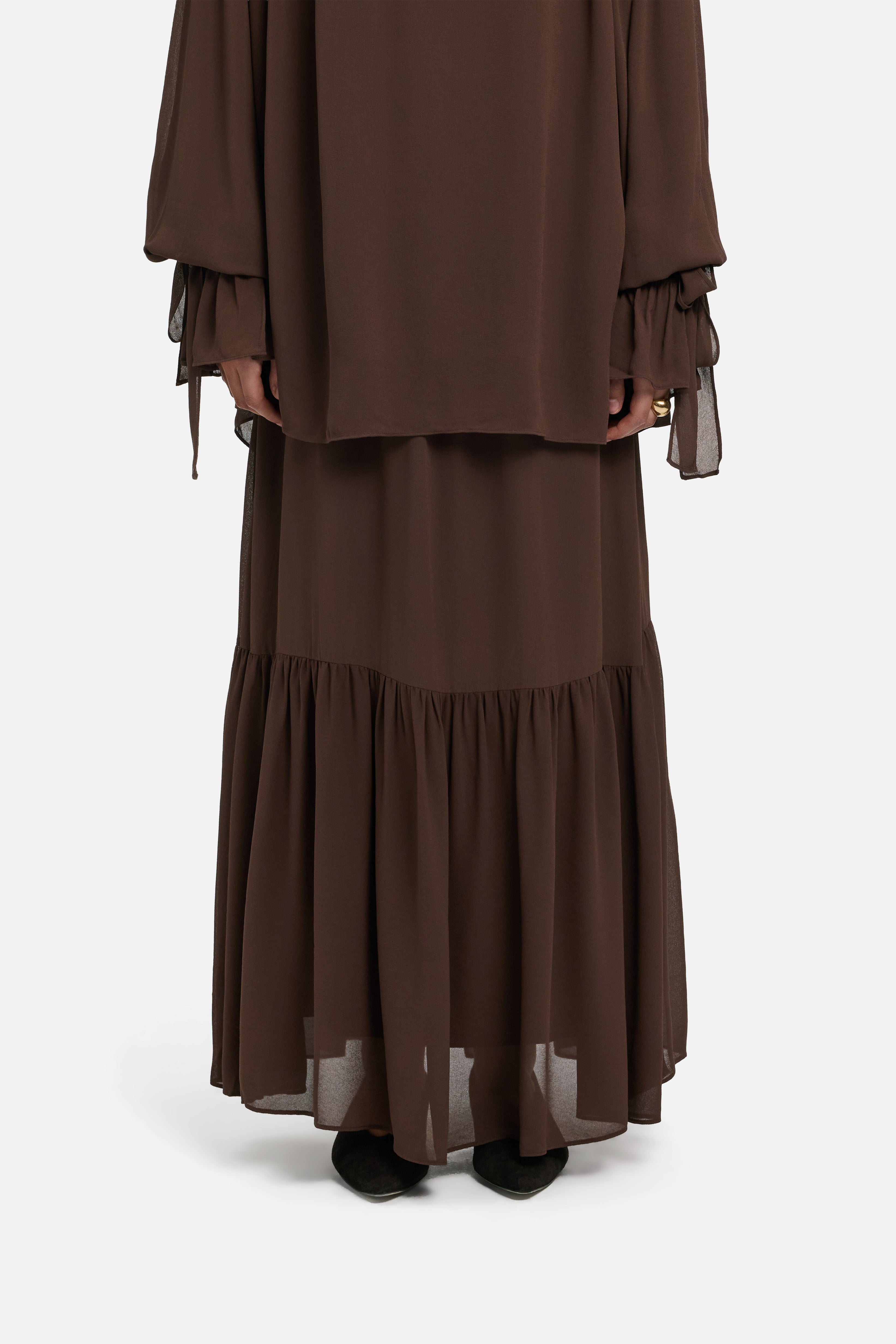 Romantic Ruffle Skirt | Burnt Mocha