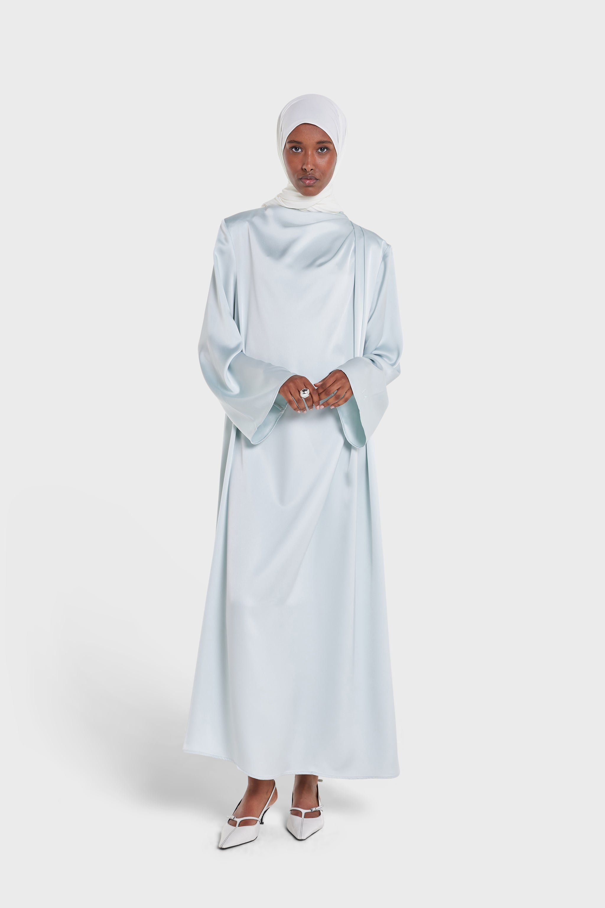 Asymmetric Drape Dress Regular | Ice Blue