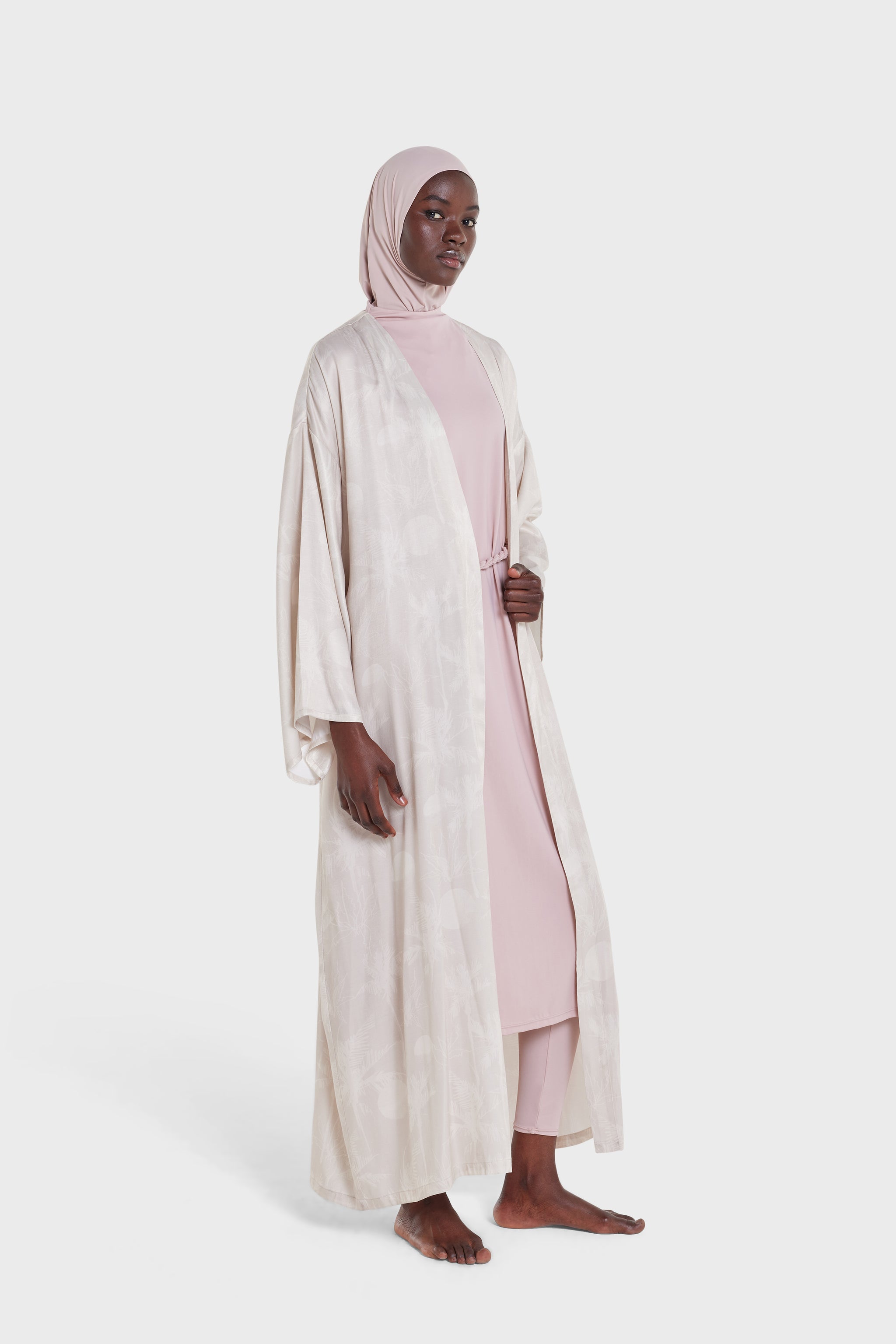 Kimono | Palm Print Moon Grey