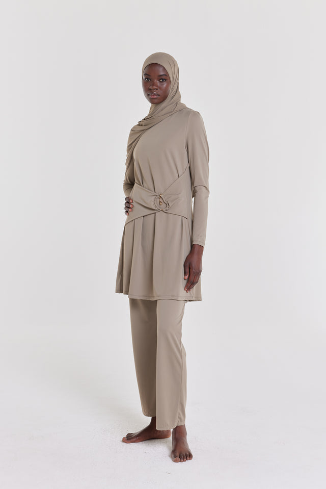 Stone Ring Swim Dress and Suit | Soft Khaki