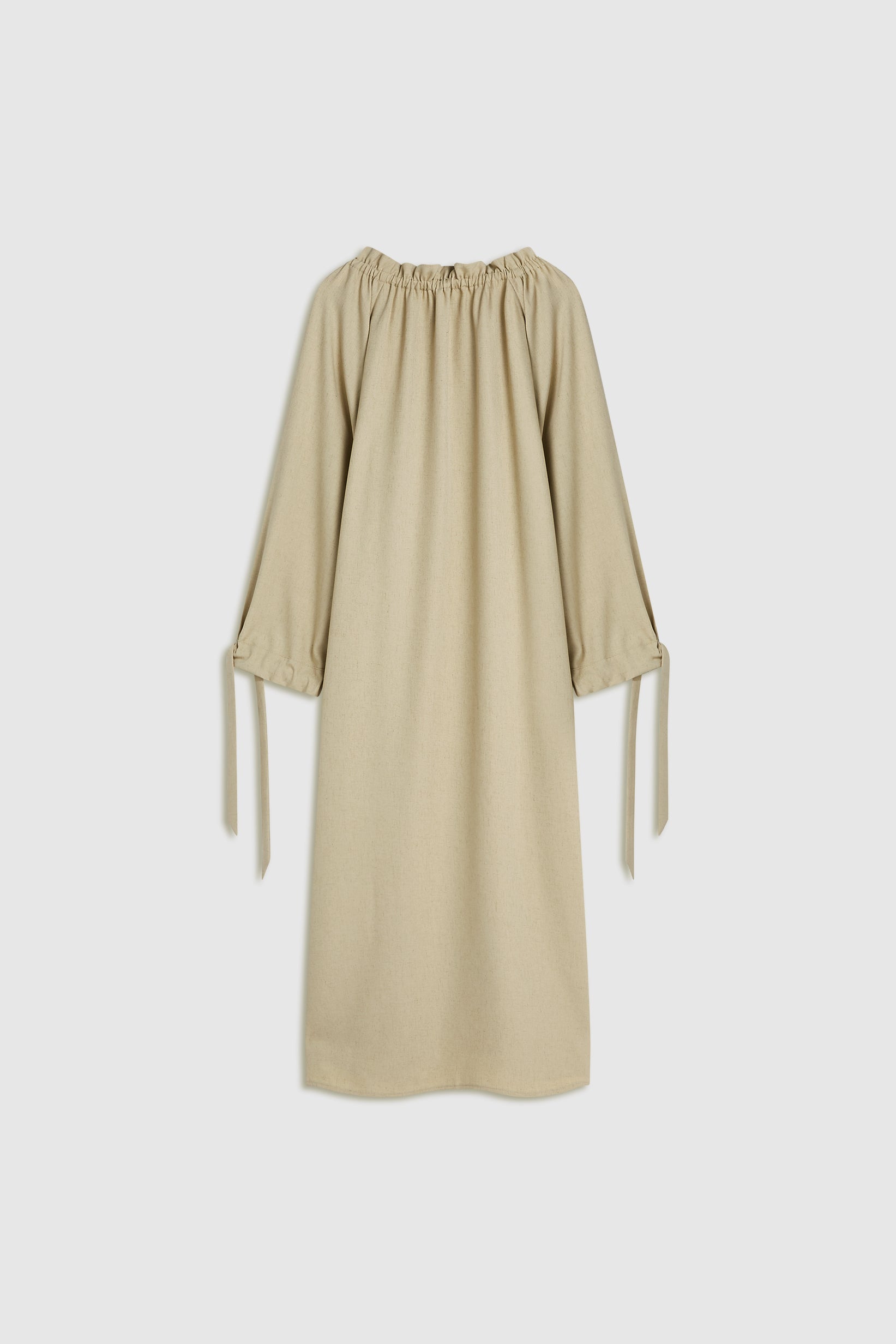 Gathered Neck Dress | Warm Khaki | MERRACHI Gathered Neck Dress | Warm Khaki | MERRACHI