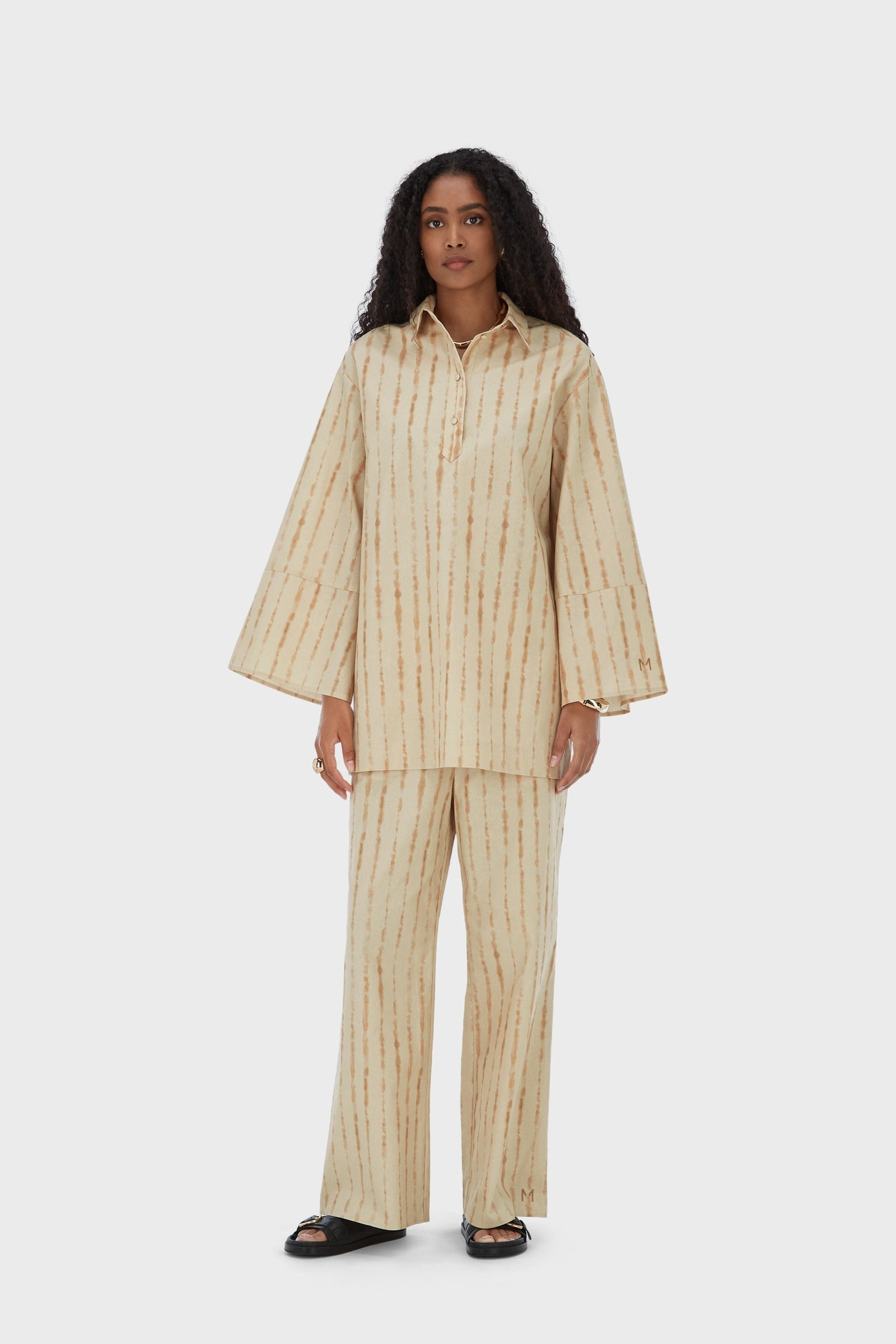 Shibori Pants | Beige Rose
