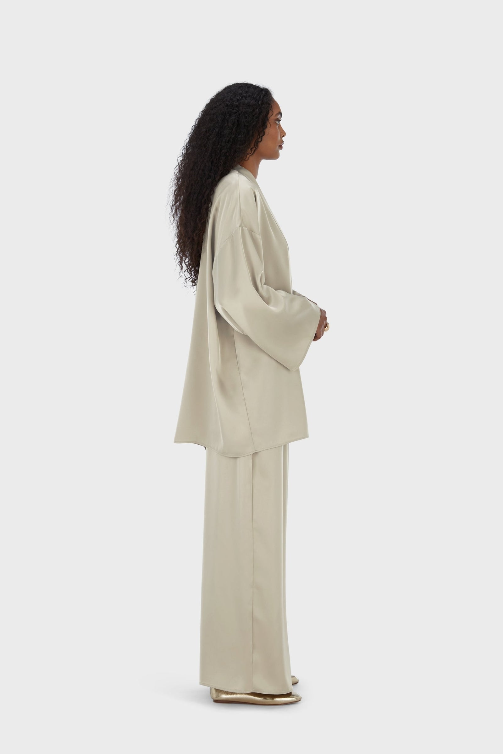 Short Satin Abaya | Moss Gray