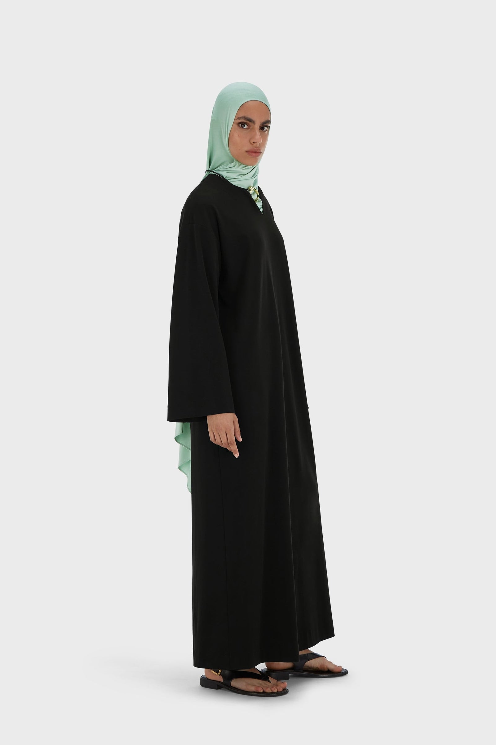 Summer Jersey Kaftan Dress | Black