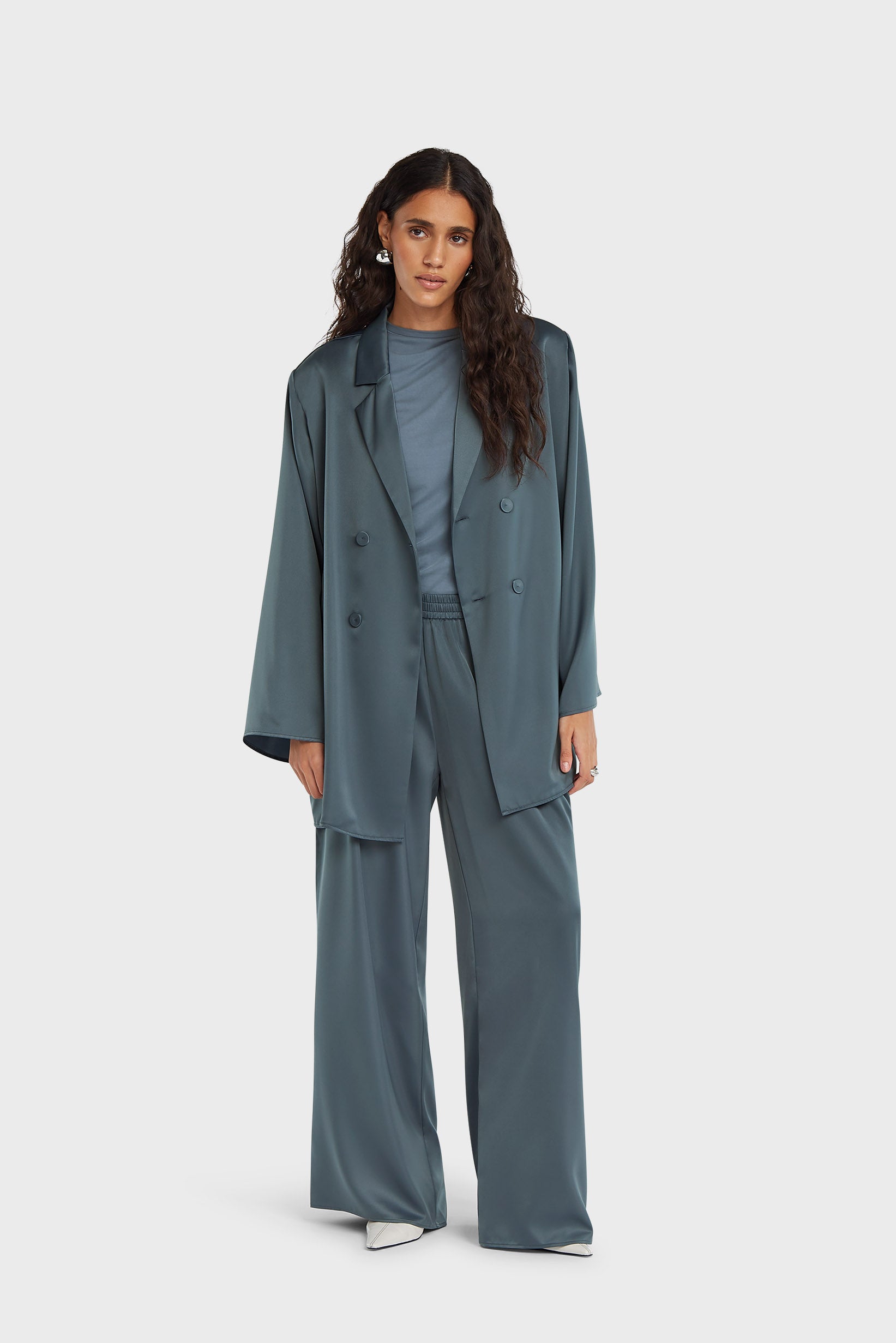 Satin Pants | Dusty Indigo