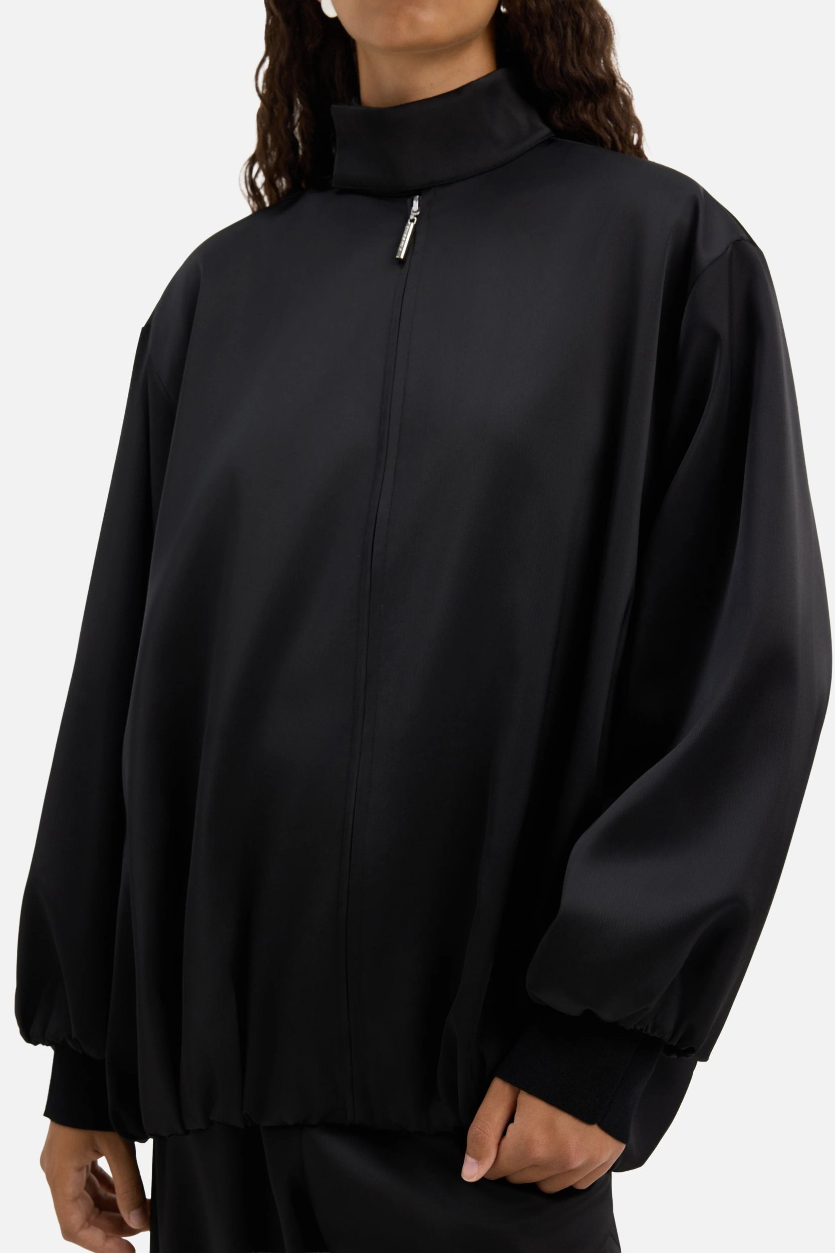 Satin Balloon Jacket | Black