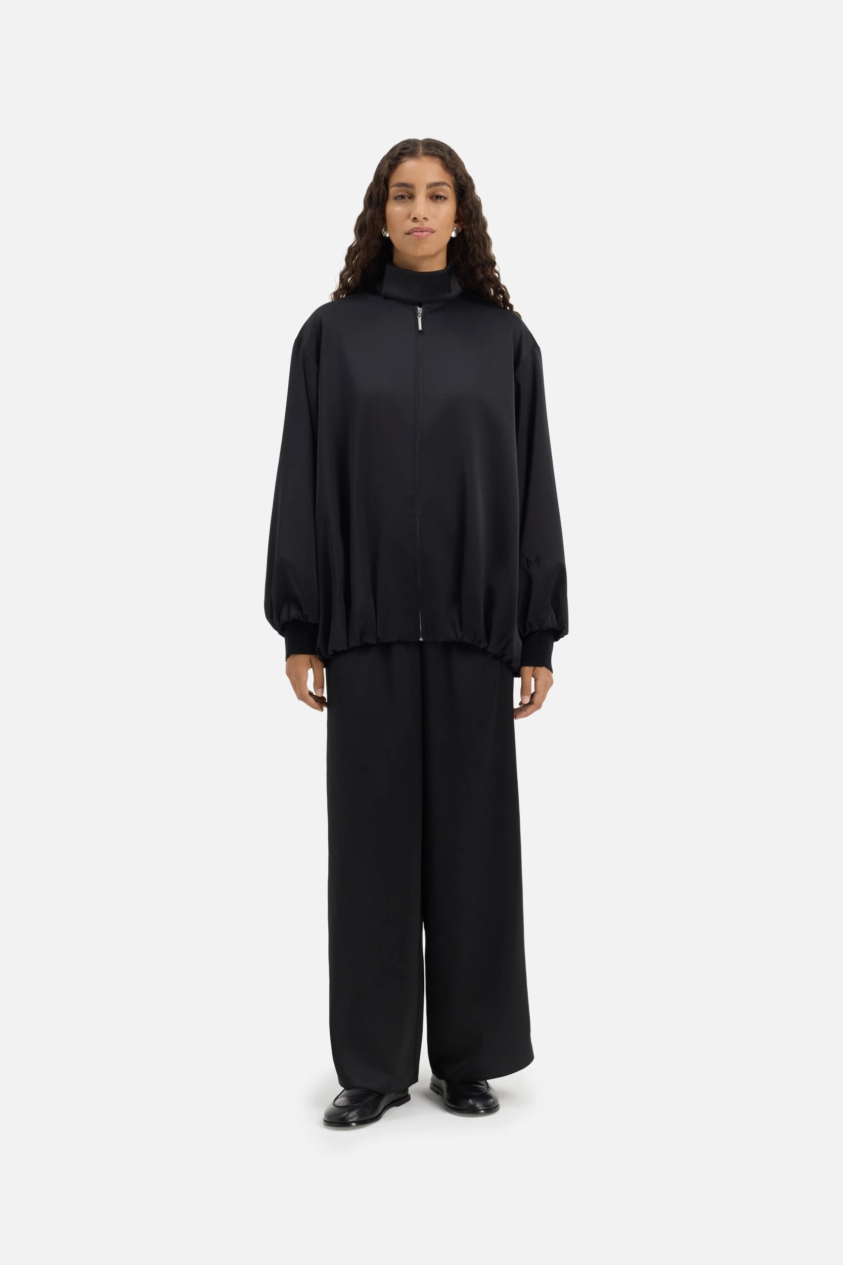 Satin Balloon Jacket | Black