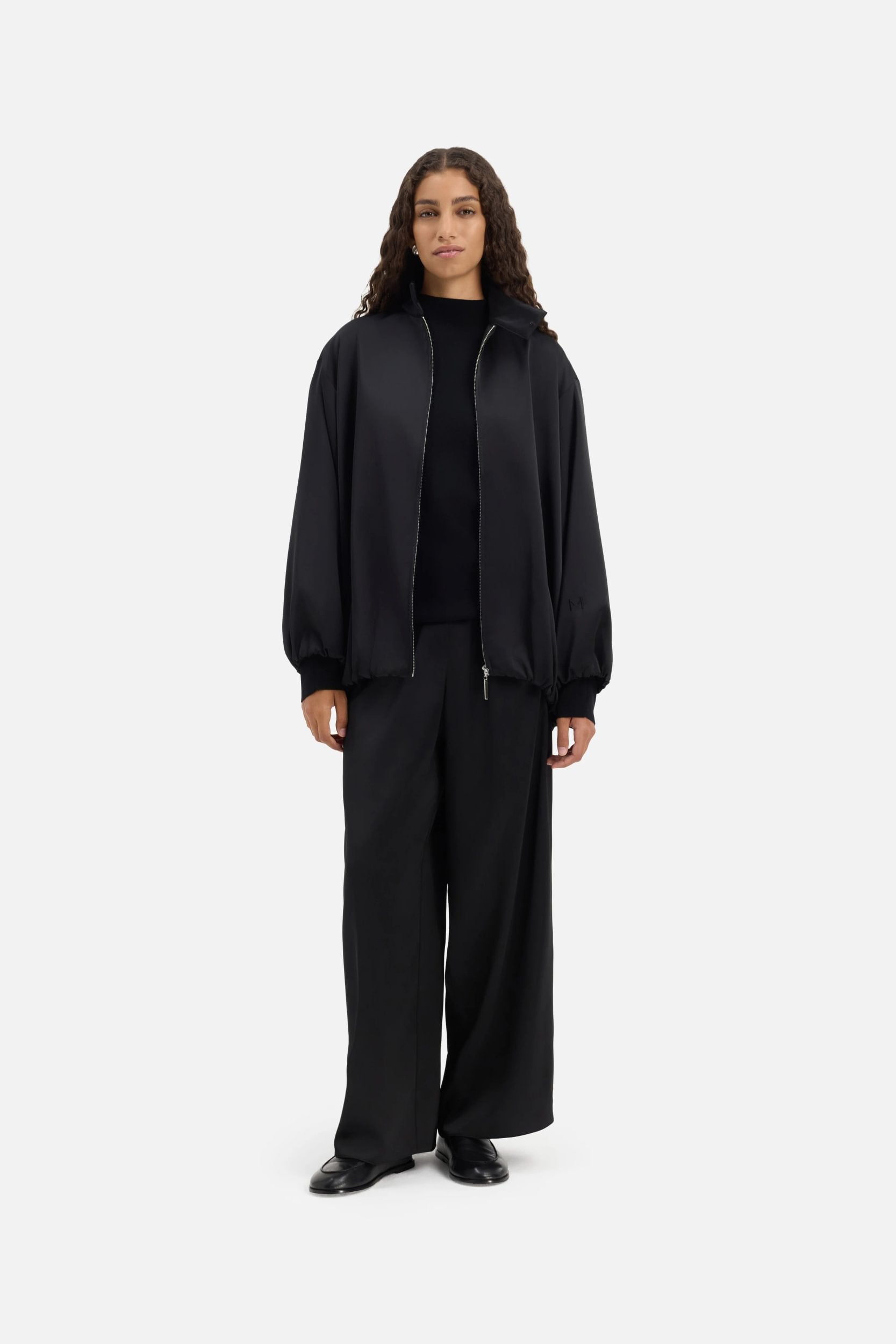 Satin Balloon Jacket | Black | MERRACHI
