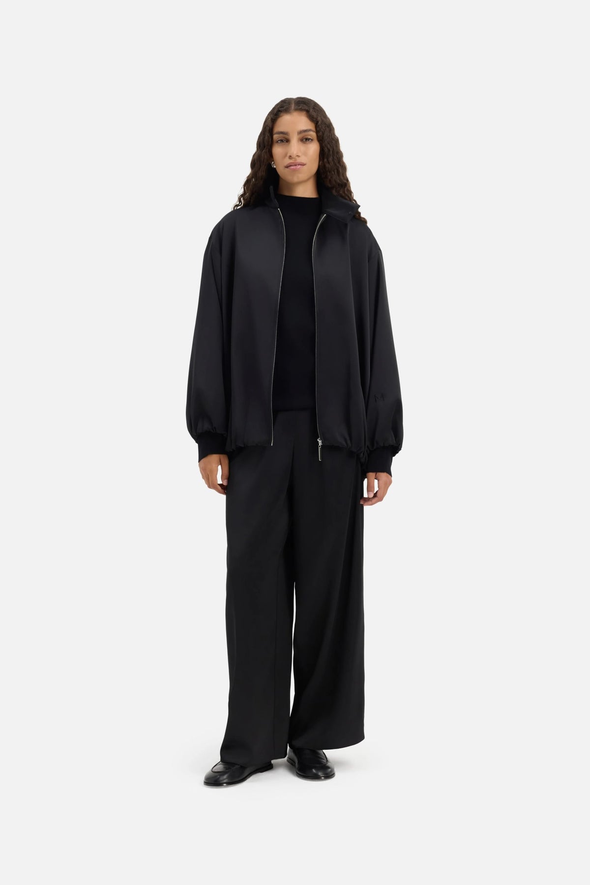Satin Balloon Jacket | Black