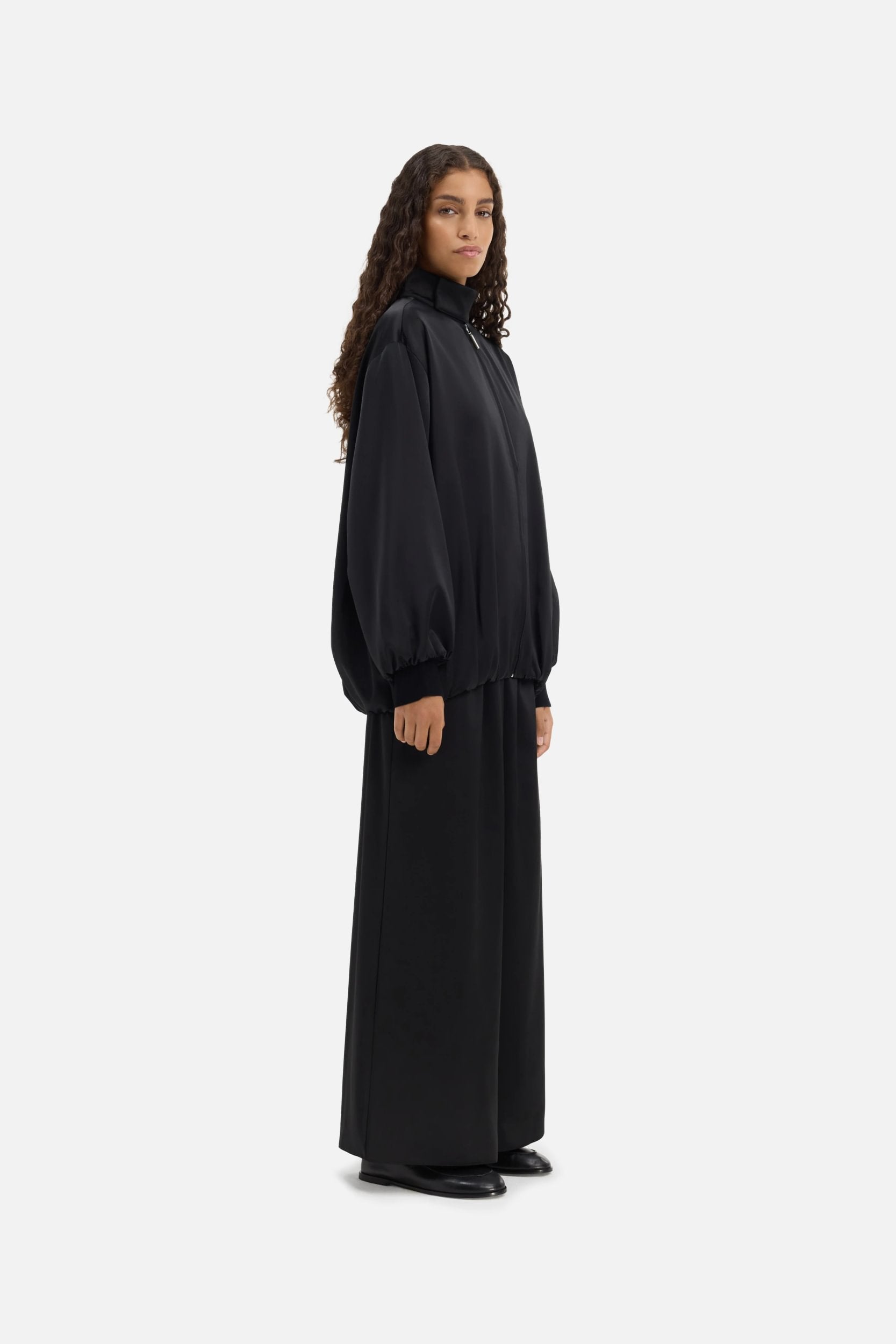 Satin Balloon Jacket | Black