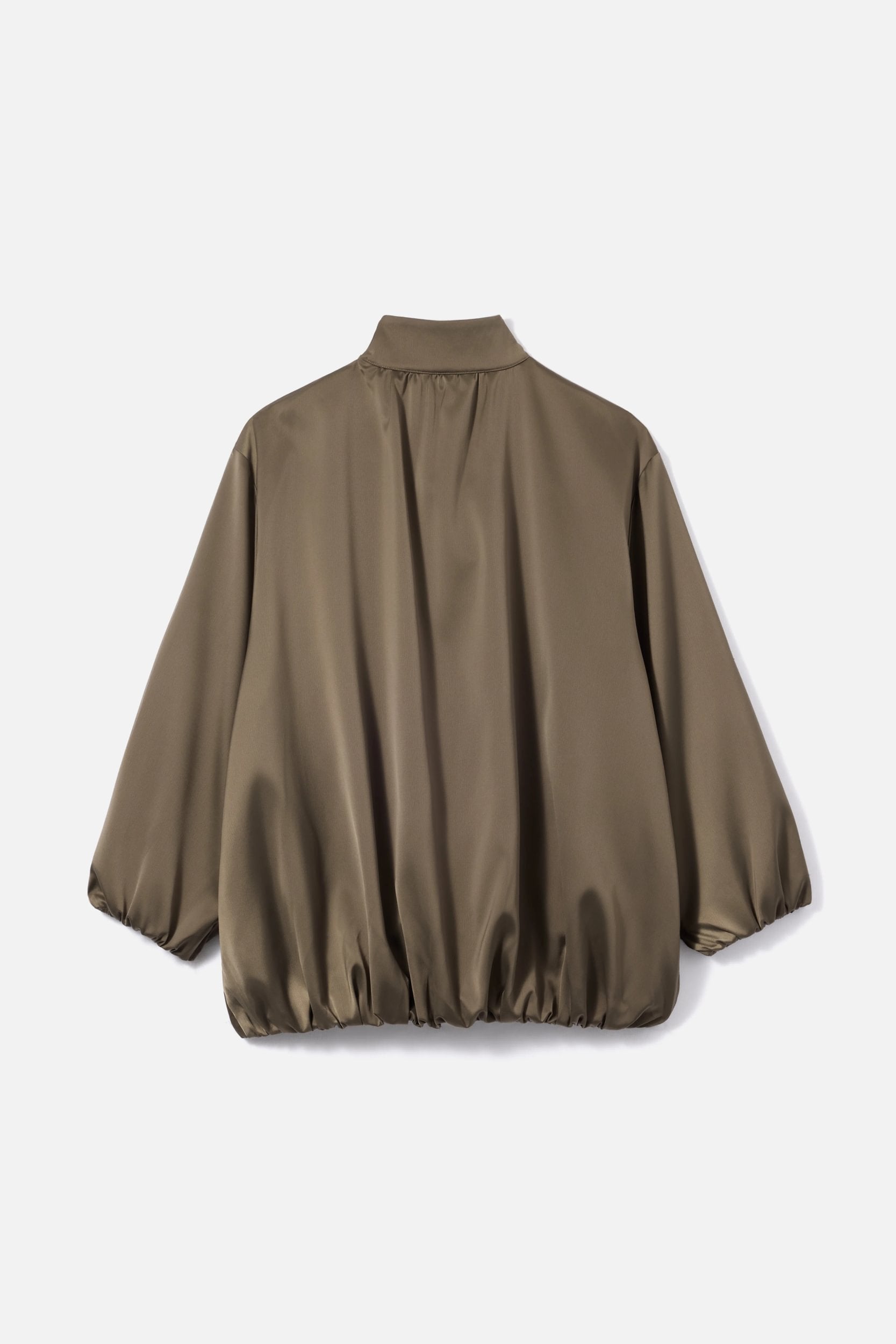 Satin Balloon Jacket | Smoke Green