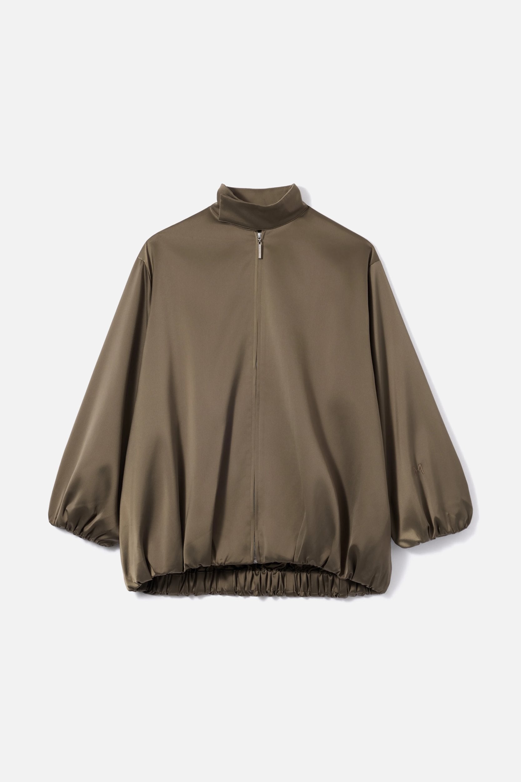 Satin Balloon Jacket | Smoke Green