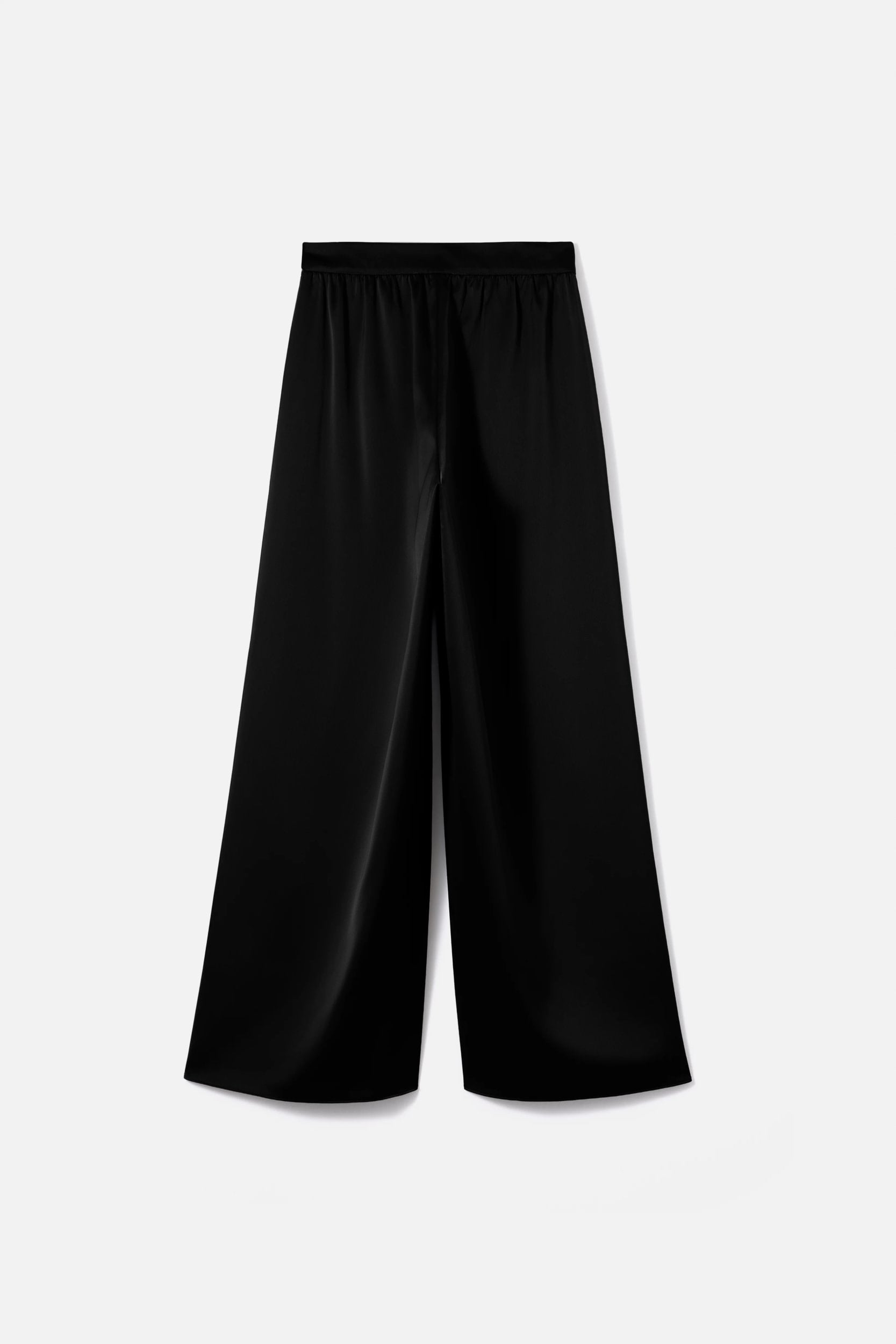 Satin Gathered Trousers | Black