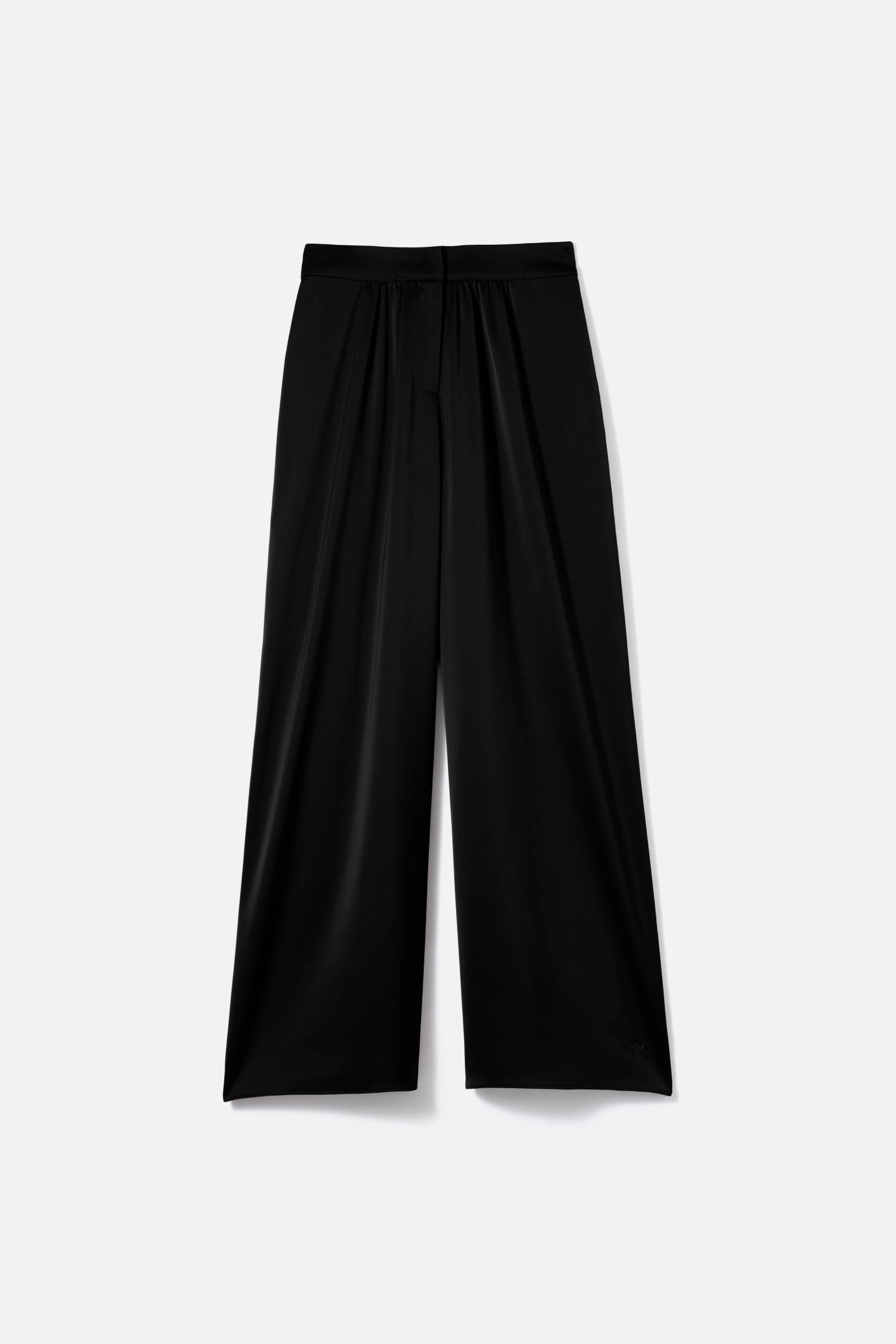 Satin Gathered Trousers | Black