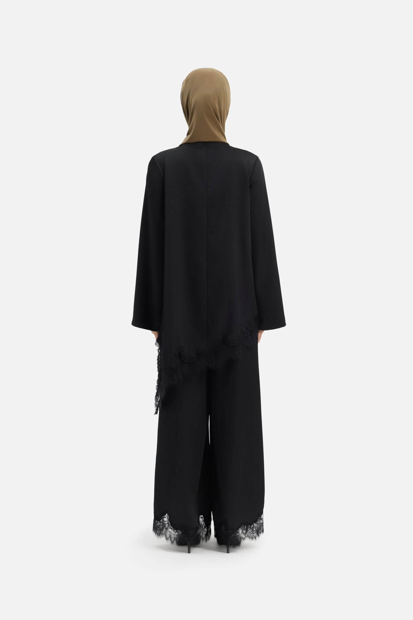 Satin Lace Pants | Black