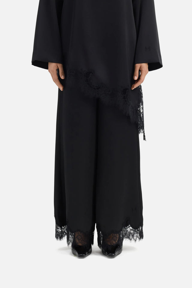 Satin Lace Pants | Black