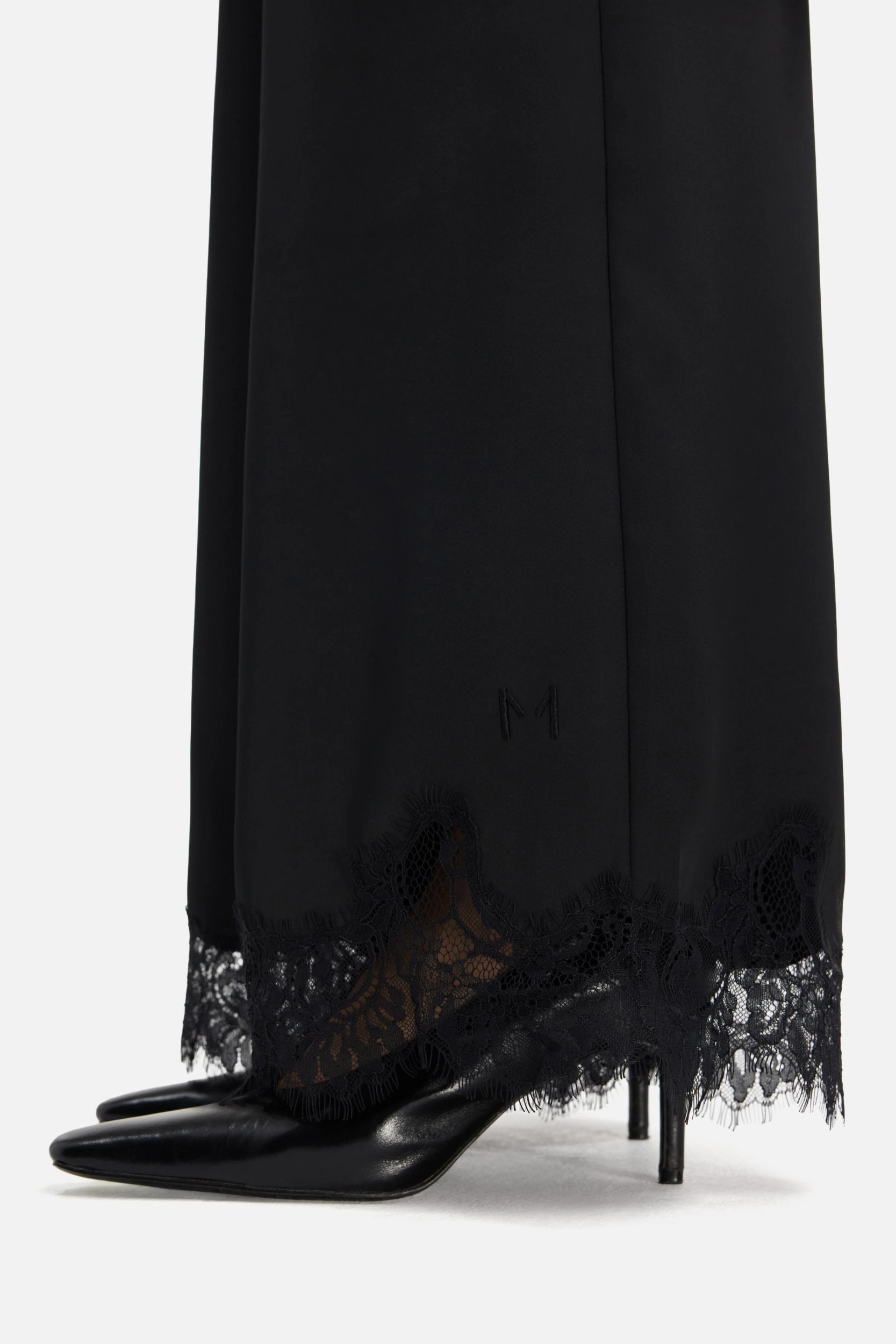 Satin Lace Pants | Black