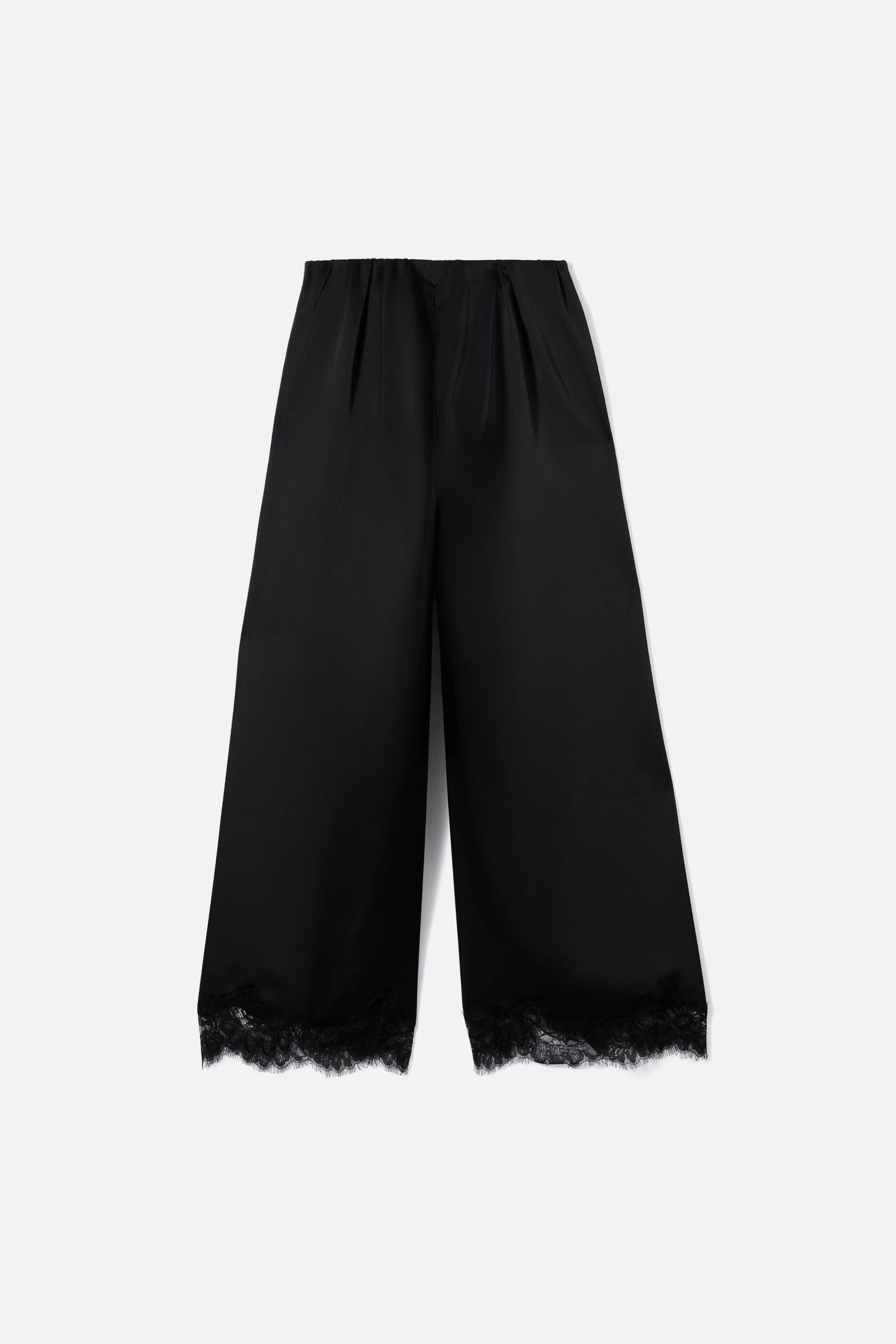 Satin Lace Pants | Black