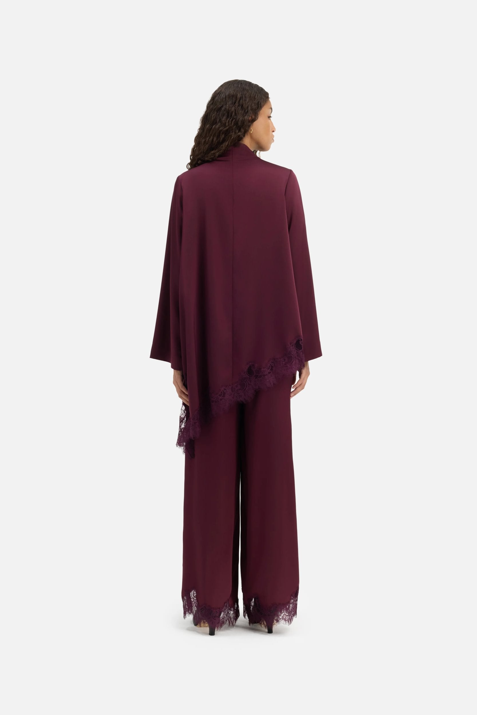 Satin Lace Pants | Blackcurrant
