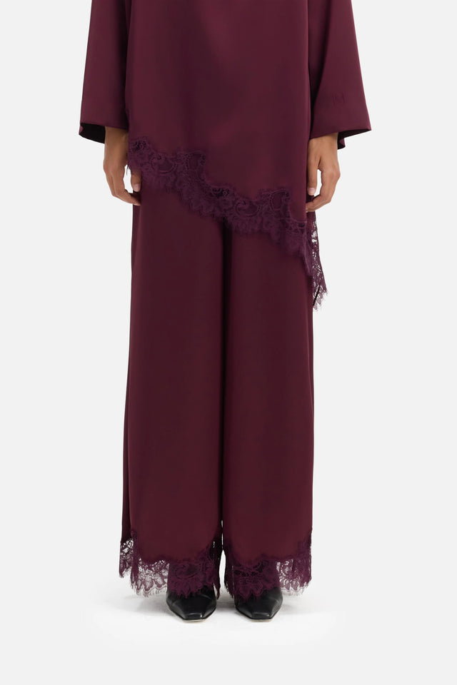 Satin Lace Pants | Blackcurrant