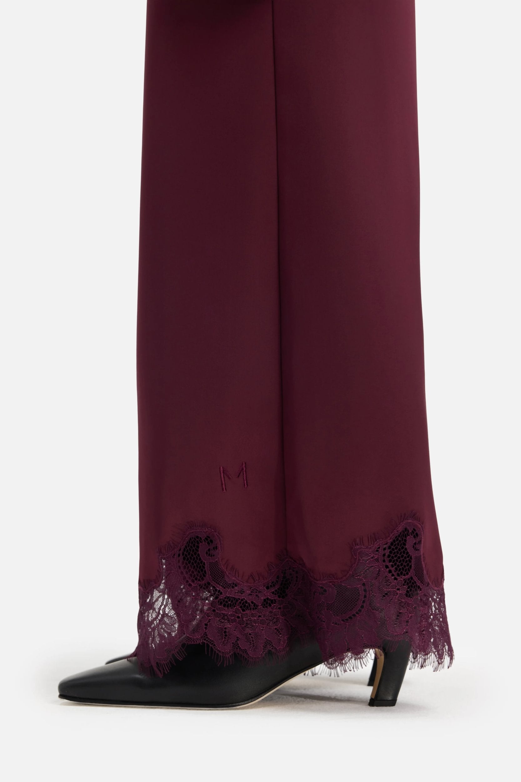 Satin Lace Pants | Blackcurrant