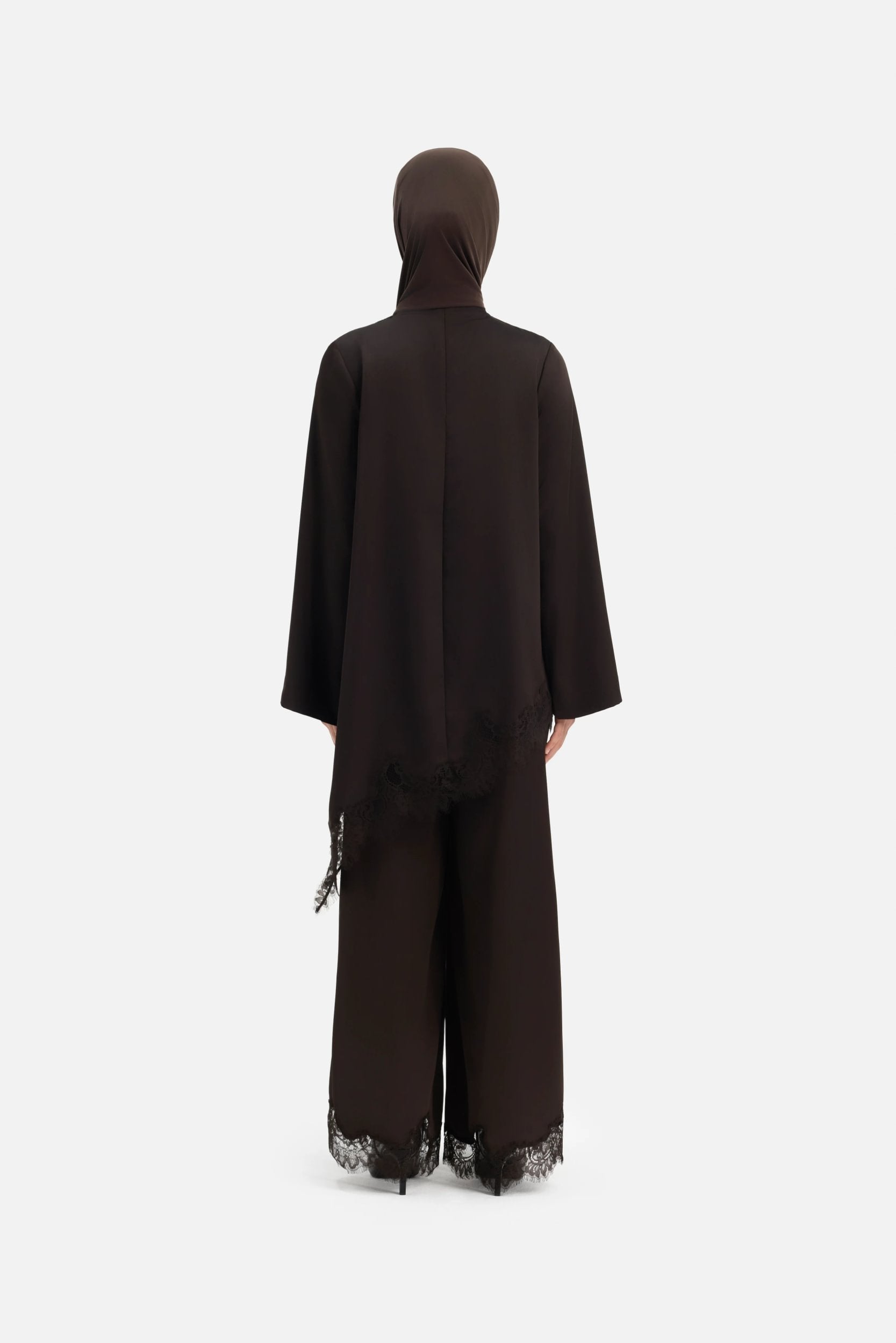 Satin Lace Pants | Dark Truffle