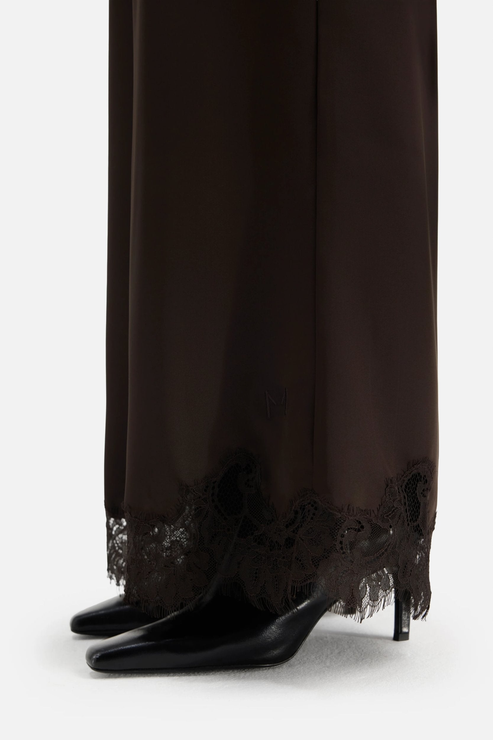 Satin Lace Pants | Dark Truffle