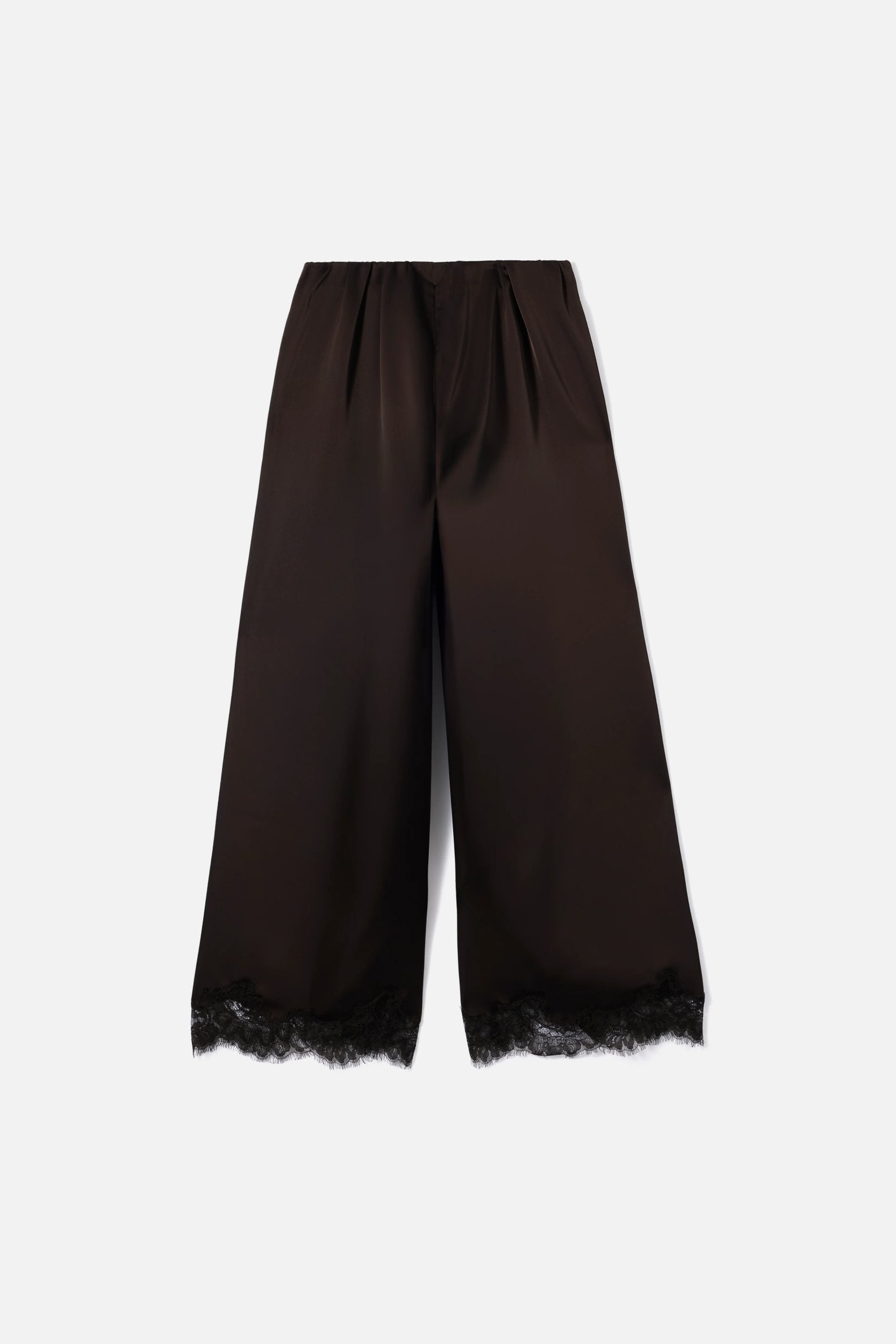Satin Lace Pants | Dark Truffle