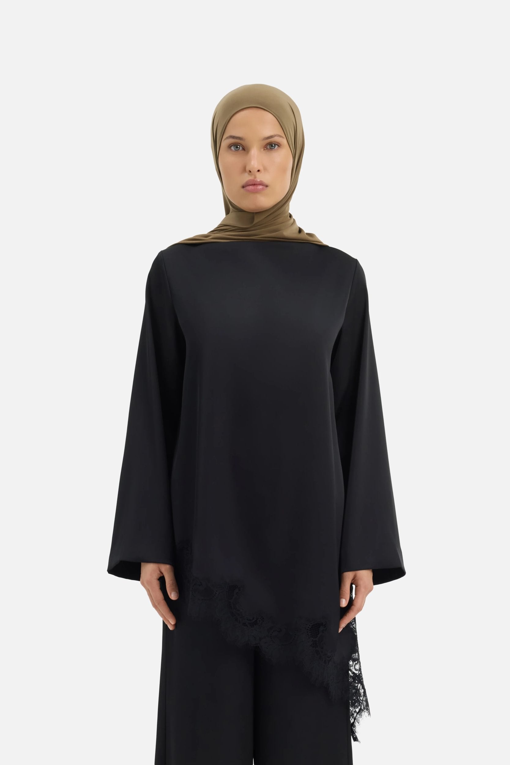 Satin Lace Top | Black