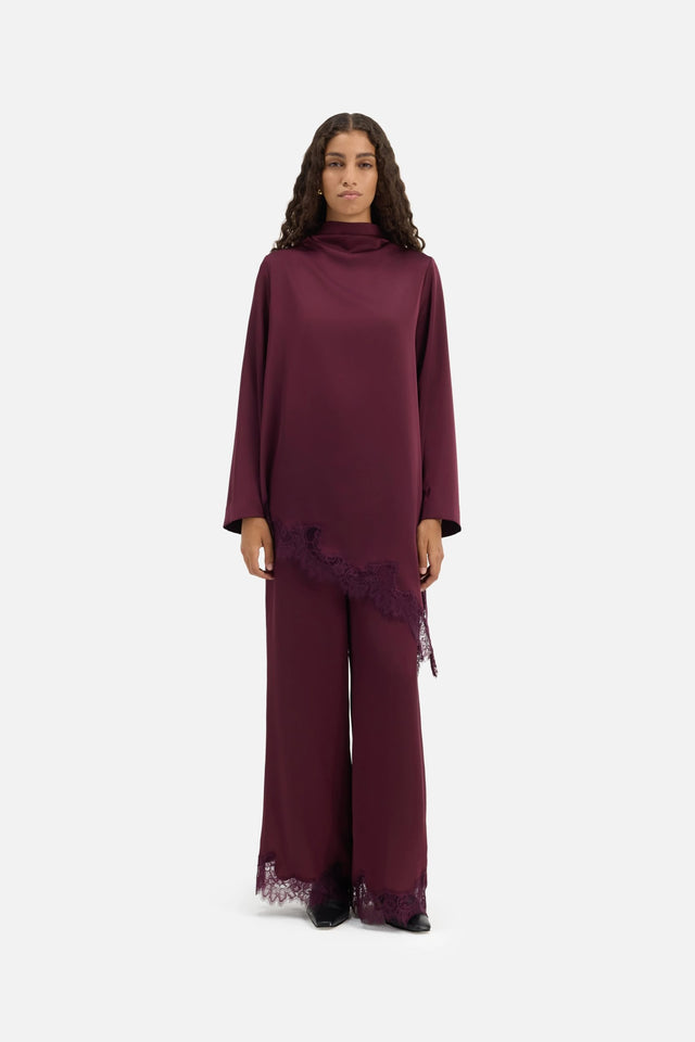 Satin Lace Top | Blackcurrant