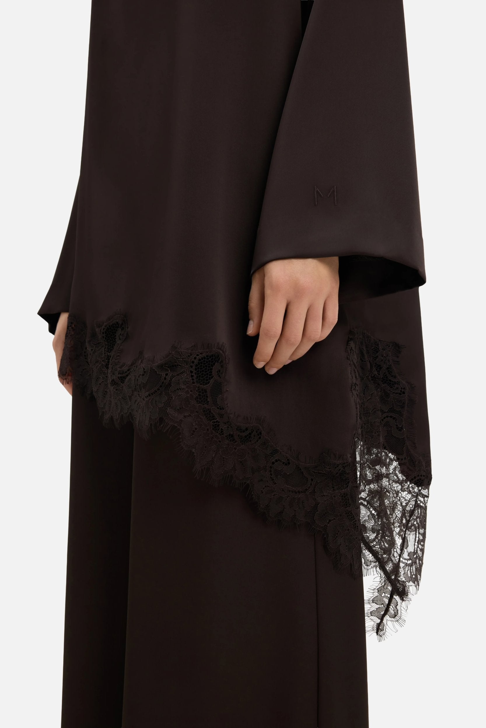 Satin Lace Top | Dark Truffle
