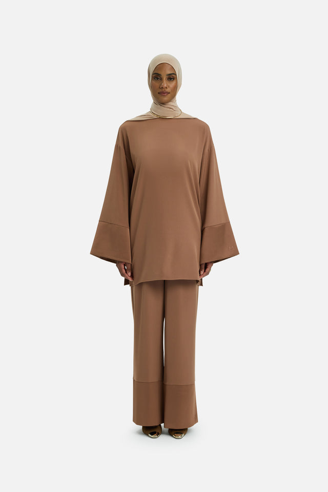 Satin Trim Trouser | Soft Bordeaux
