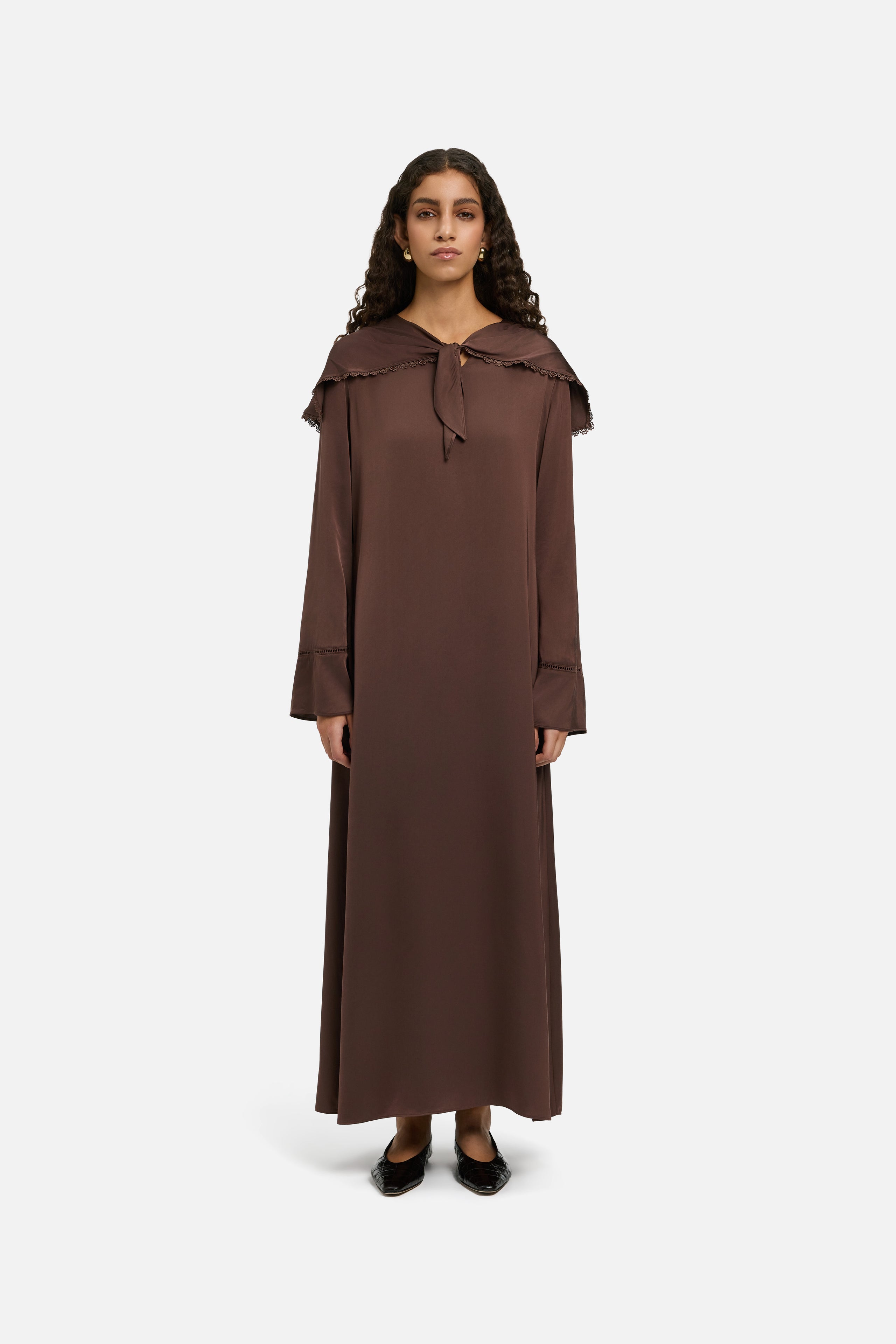 Scarf Detail Dress | Burnt Mocha