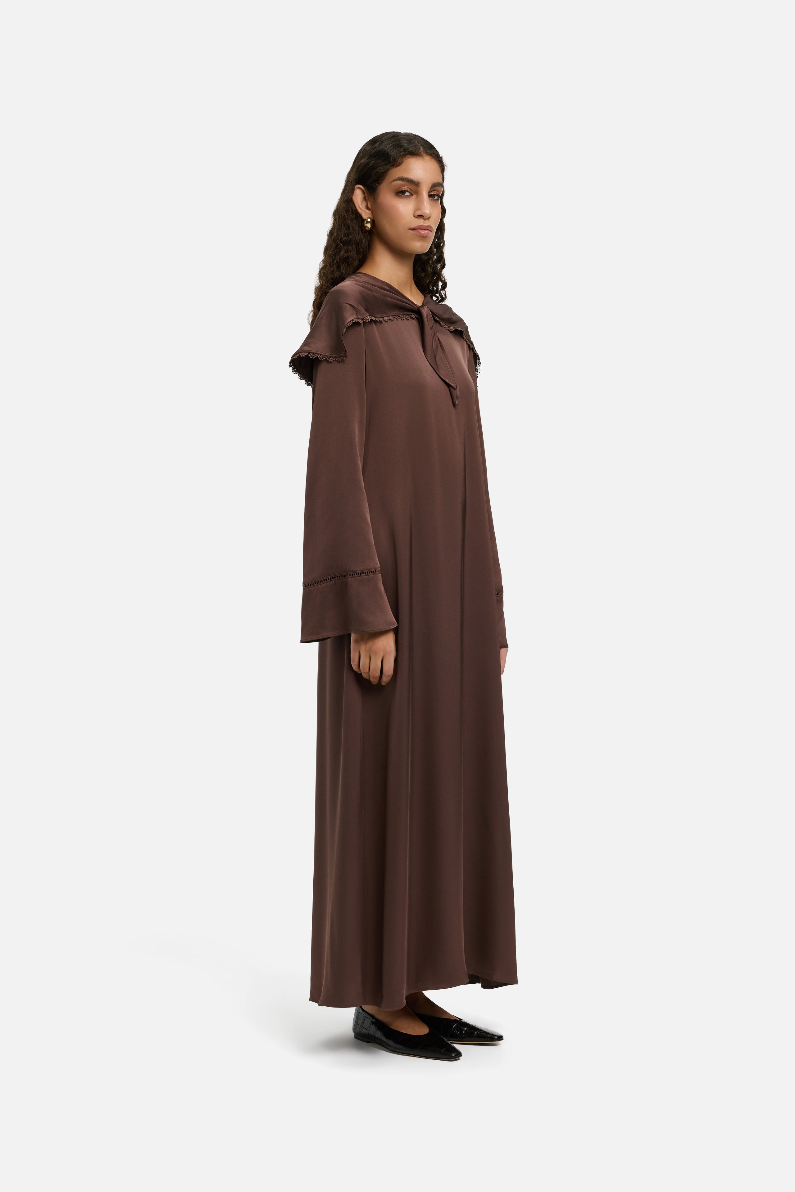Scarf Detail Dress | Burnt Mocha