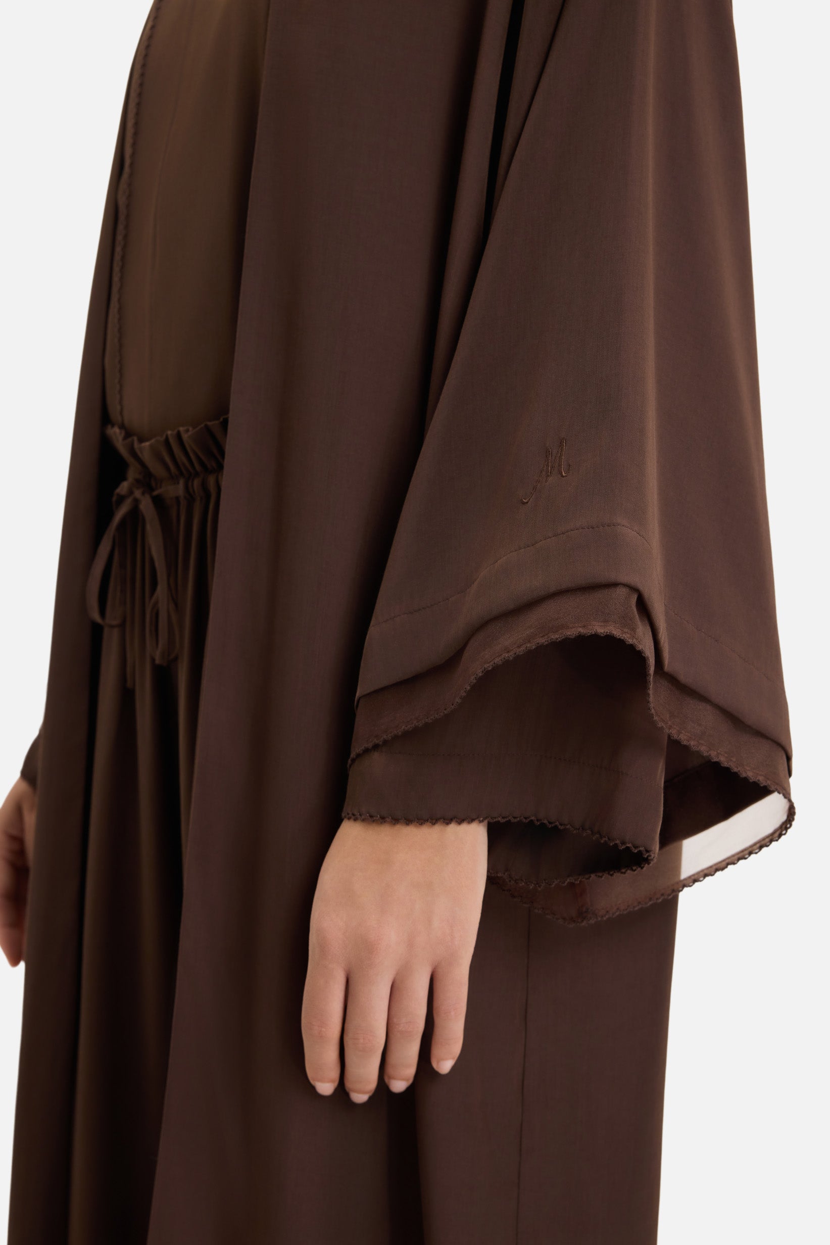 Sheer Layered Abaya | Burnt Mocha