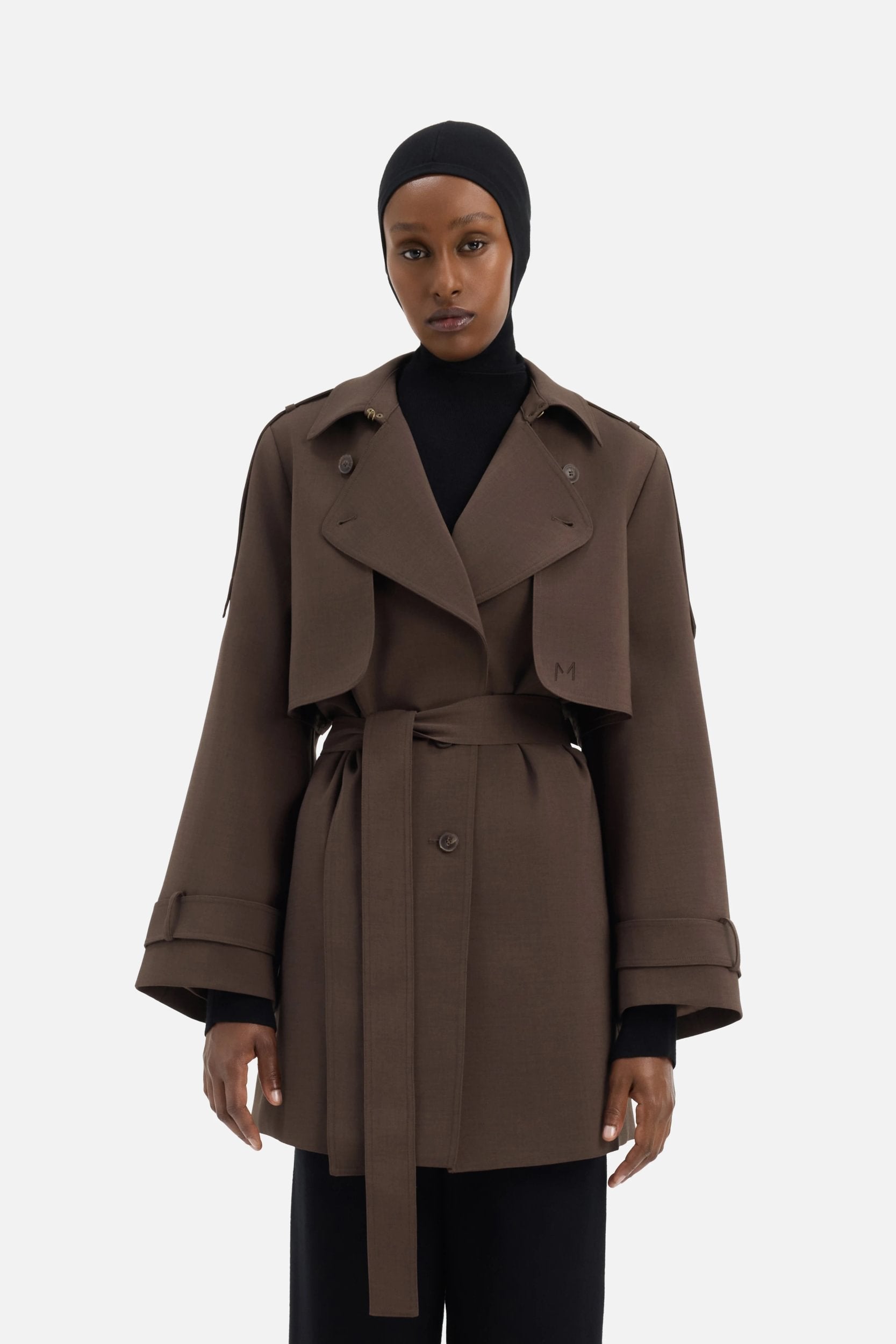 Short Trench Jacket | Dark Brown | MERRACHI