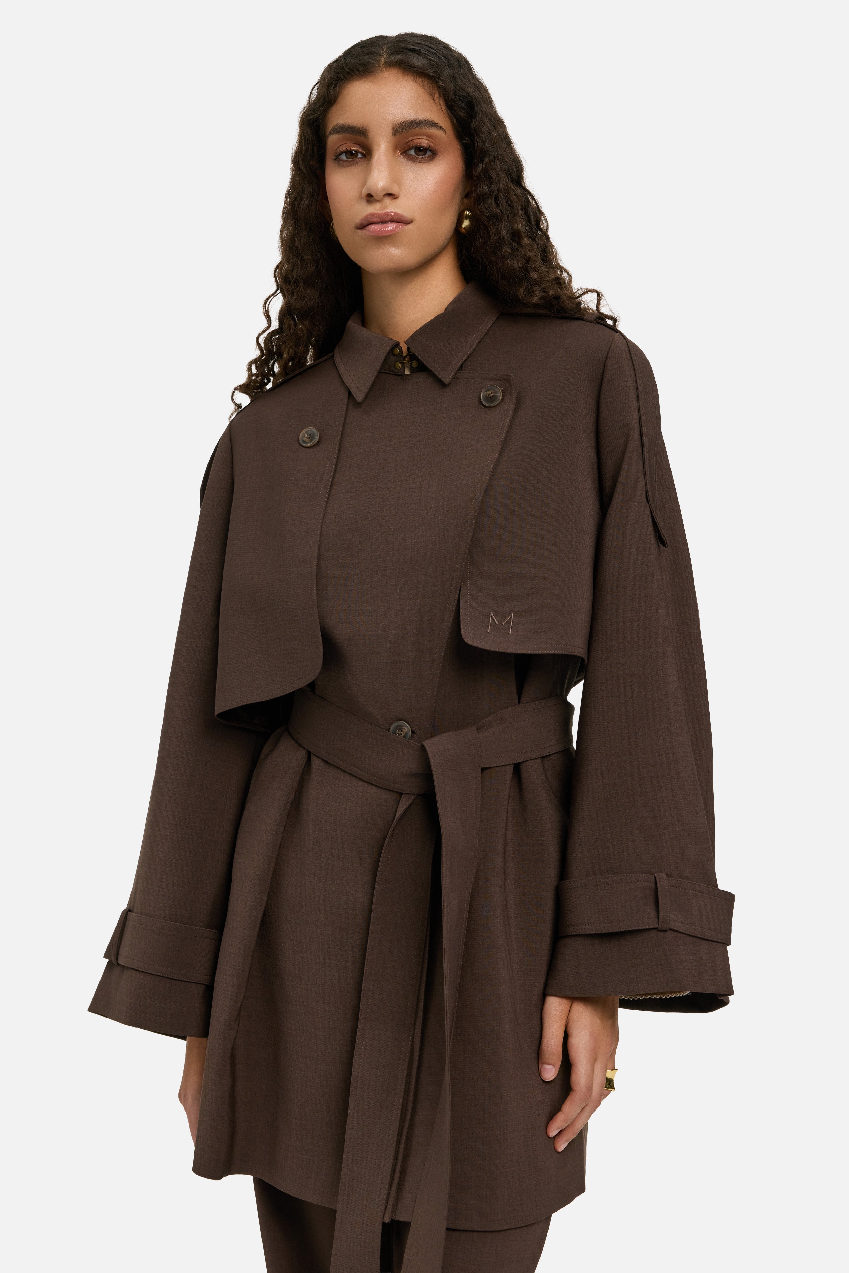 Short Trench Jacket | Dark Brown