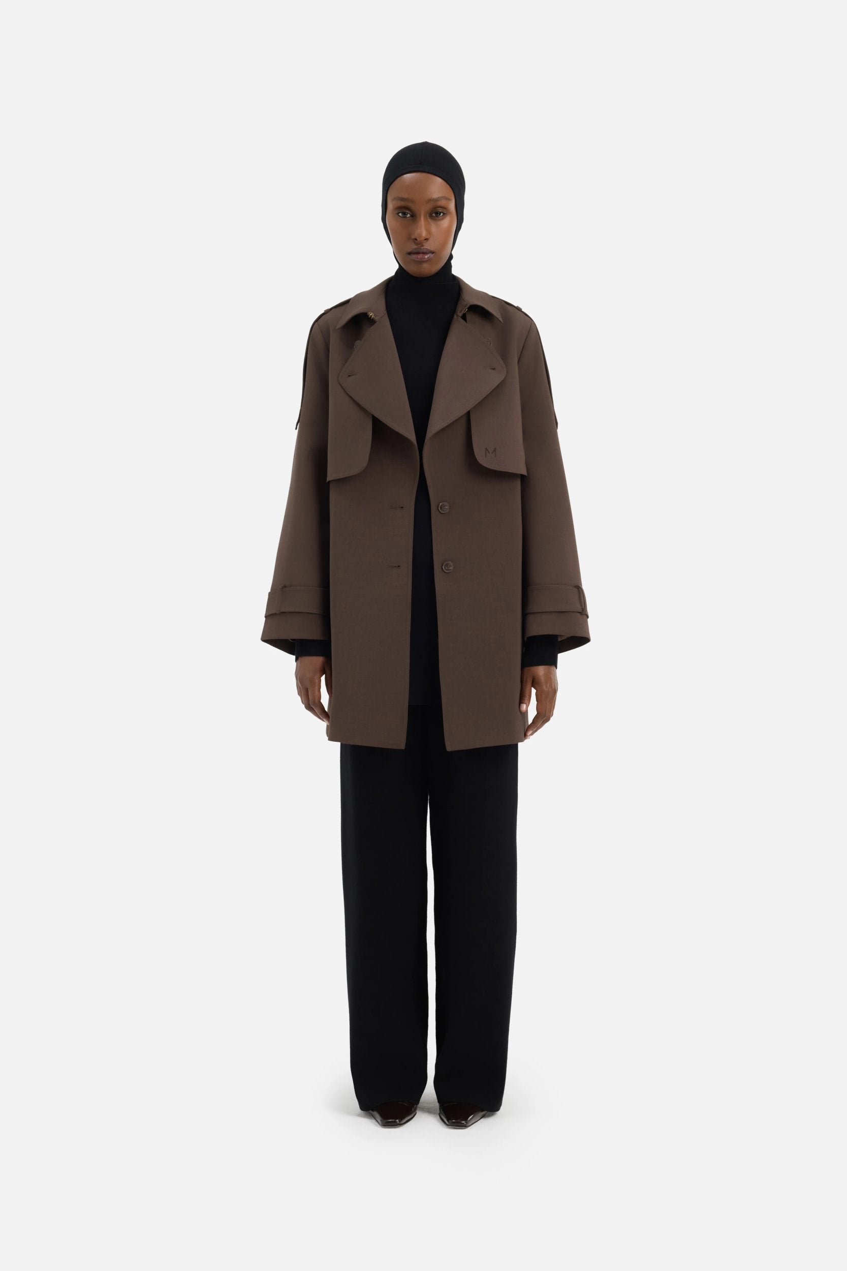 Short Trench Jacket | Dark Brown | MERRACHI