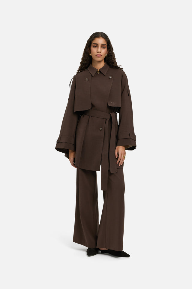 Short Trench Jacket | Dark Brown