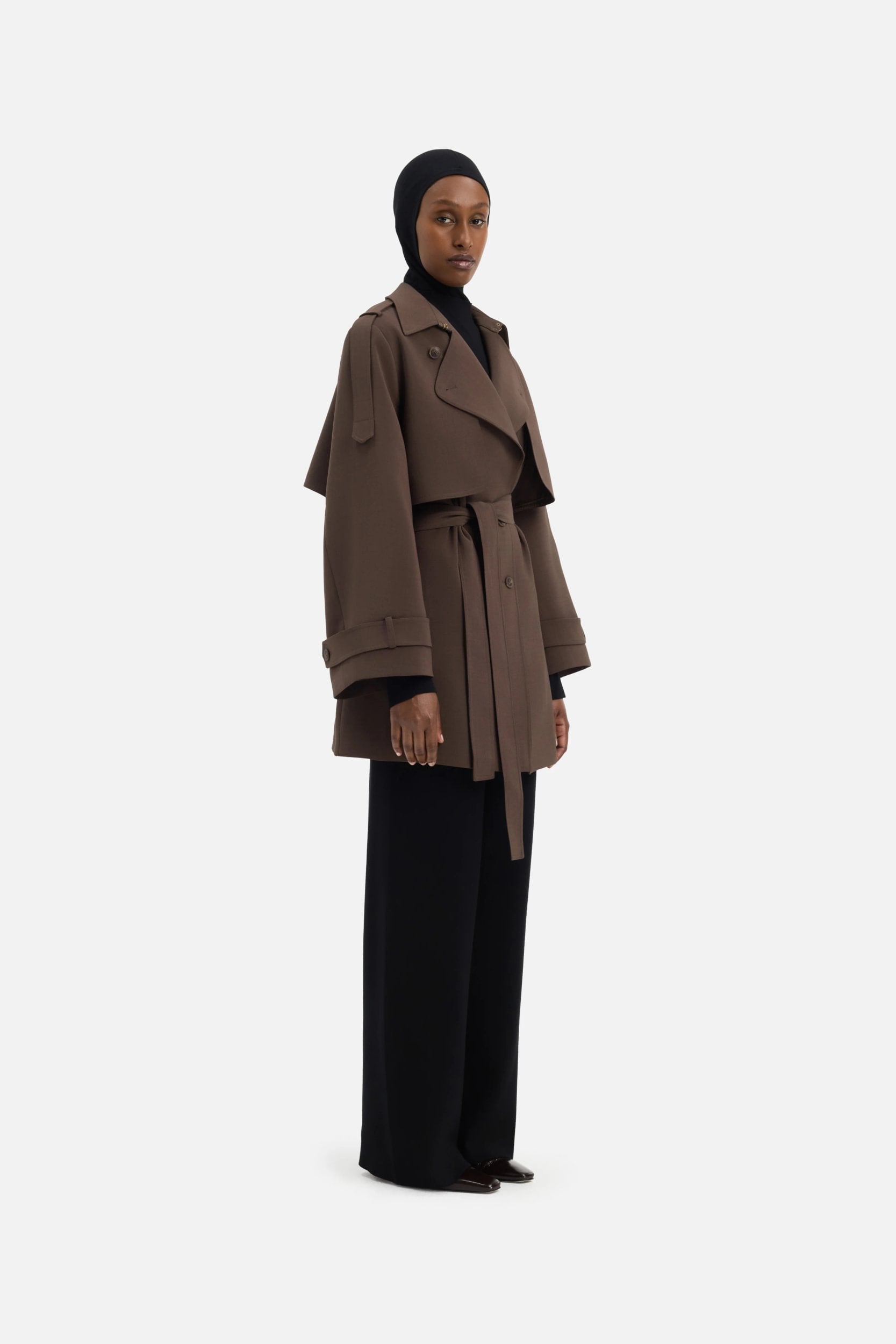 Short Trench Jacket | Dark Brown