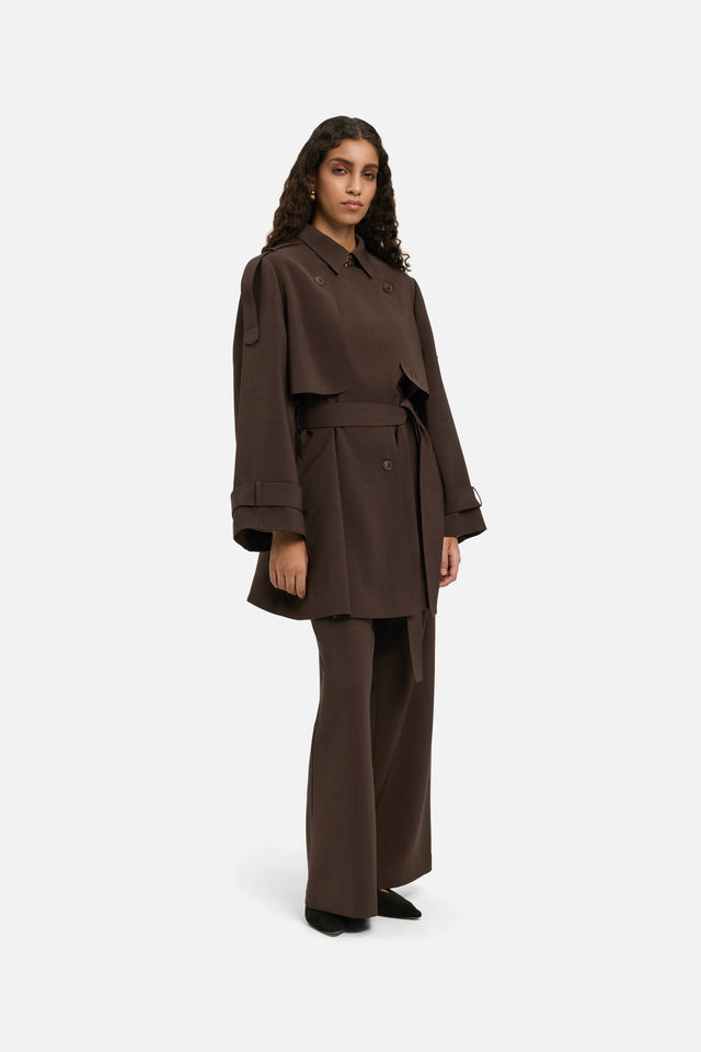Short Trench Jacket | Dark Brown